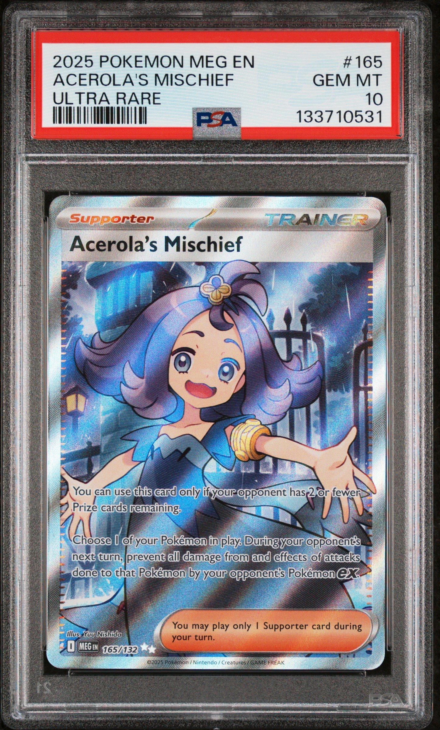 2025 Pokemon Meg En-mega Evolution 165 Acerola's Mischief Ultra Rare PSA