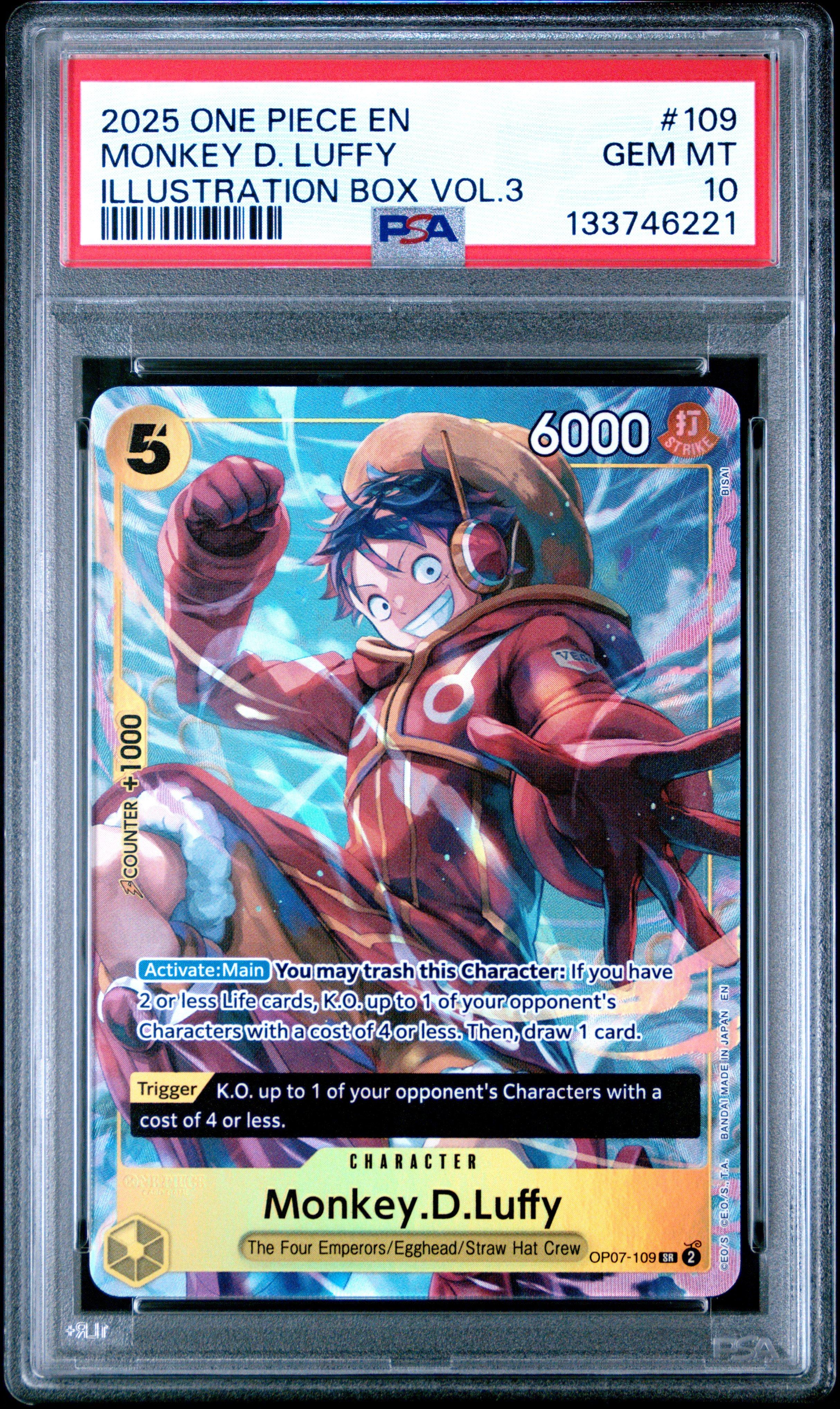 2025 One Piece Promos 109 Monkey D. Luffy Illustration Box Vol.3 PSA 10