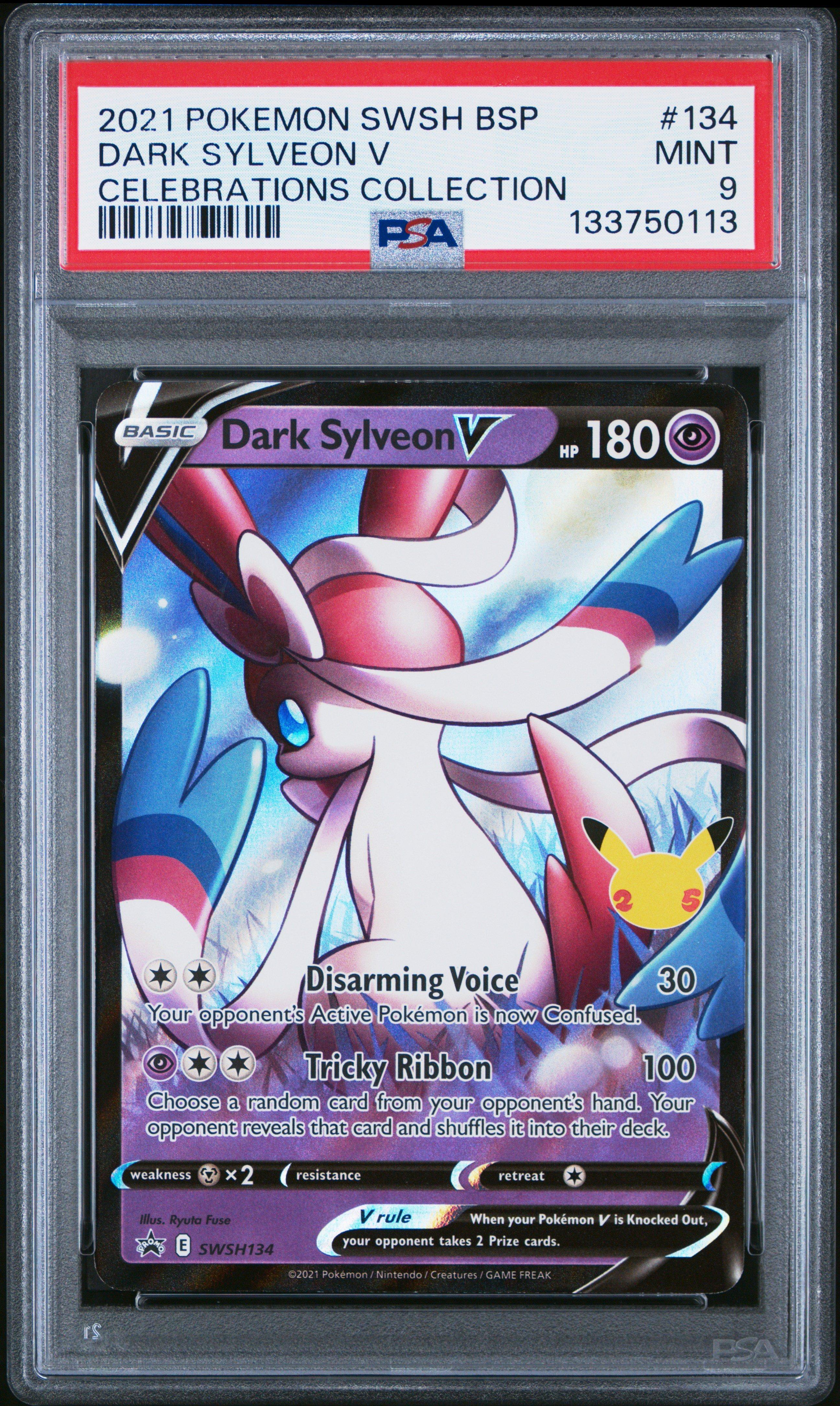 sylveon v pokemon card value 2021 Swsh Black Star Promo 134 Dark Celebrations Collection PSA 9 Graded Evolves from null Type Dark Sylveon V SWSH134 -