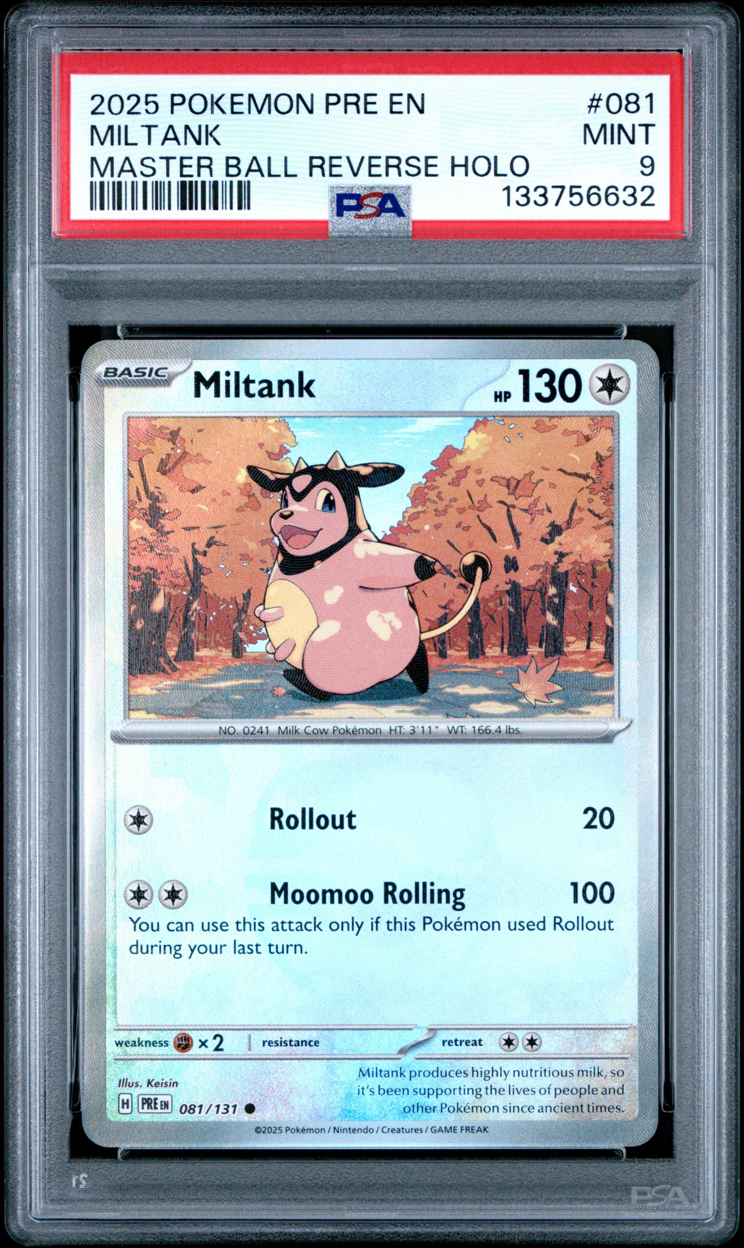 2025 Pokemon Pre En-prismatic Evolutions 081 Miltank Master Ball