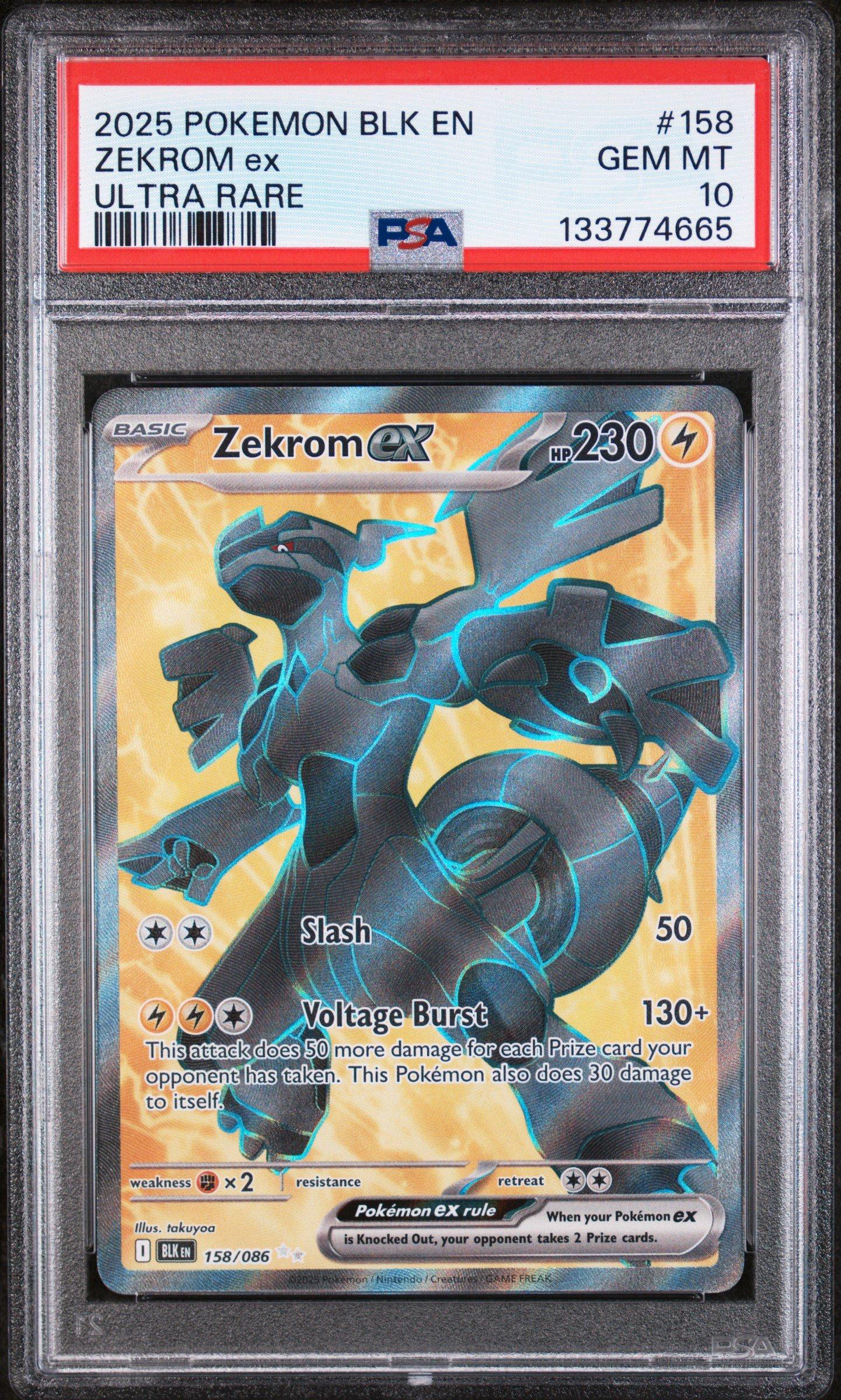 2025 Pokemon Blk En-black Bolt 158 Zekrom Ex Ultra Rare PSA 10