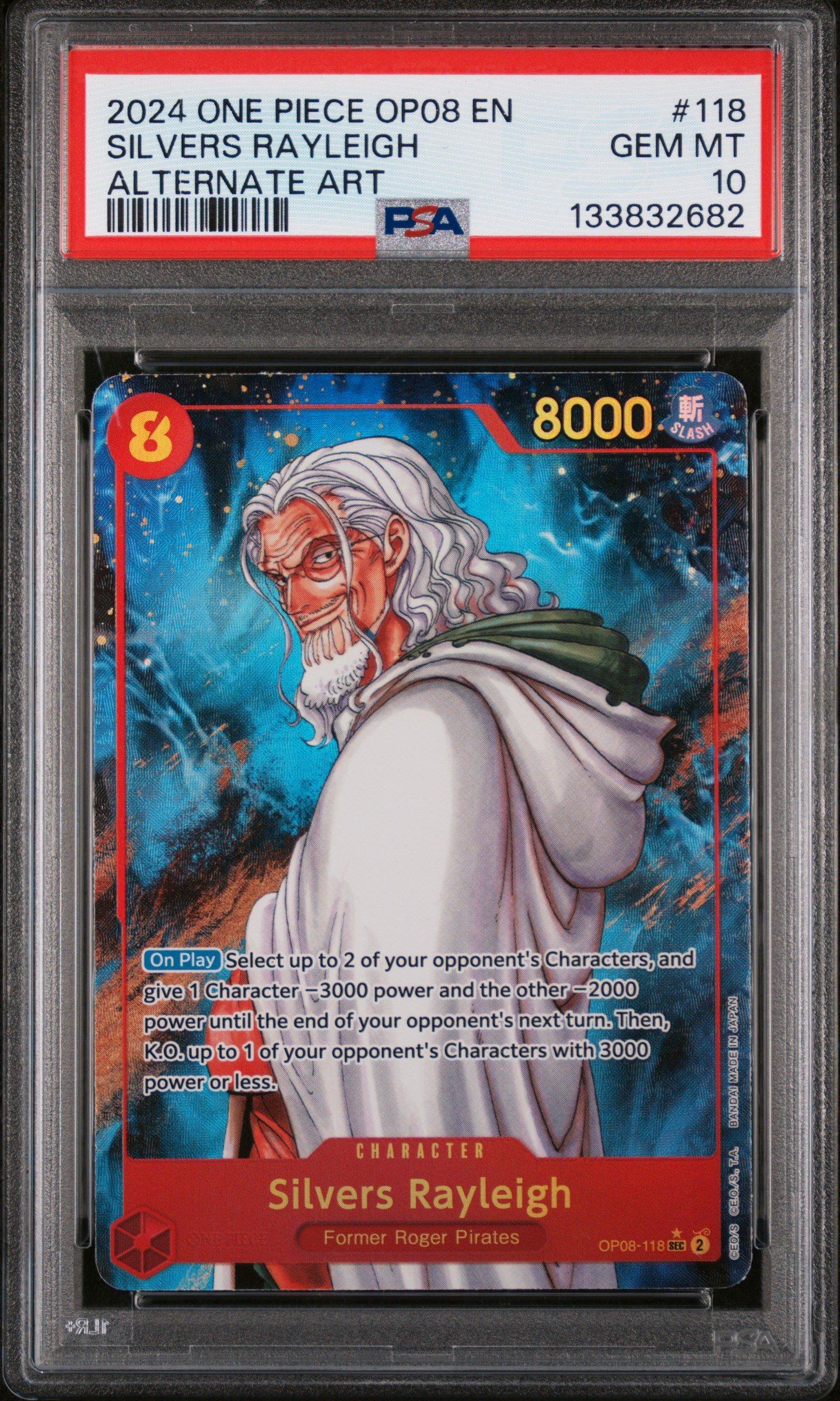 2024 One Piece Op08-two Legends 118 Silvers Rayleigh Alternate Art PSA 10