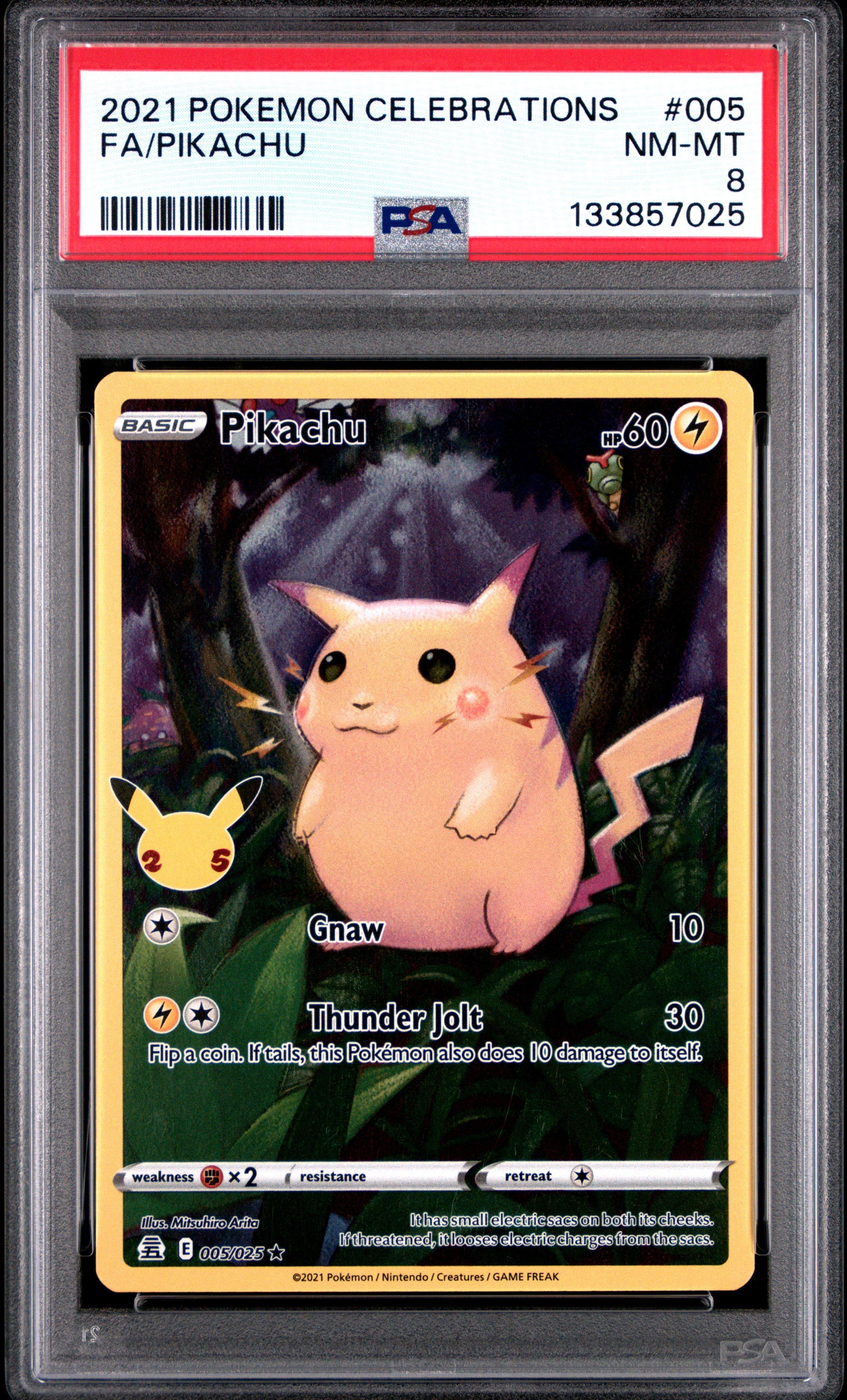 2021 Pokemon Celebrations 005 Full Art/pikachu PSA 8 Graded Card