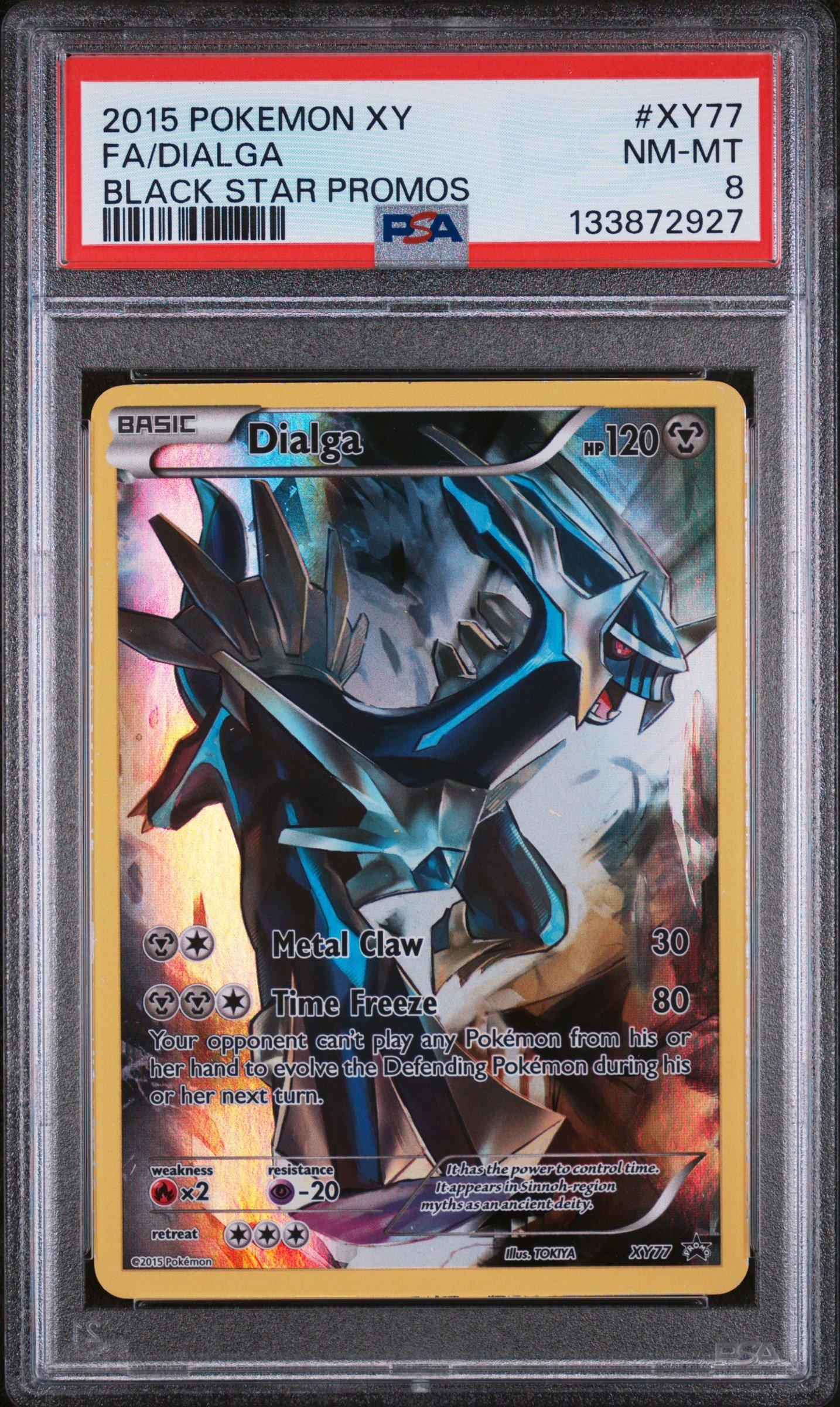 2015 Pokemon Xy Black Star Promos Xy77 Full Art/dialga PSA 8