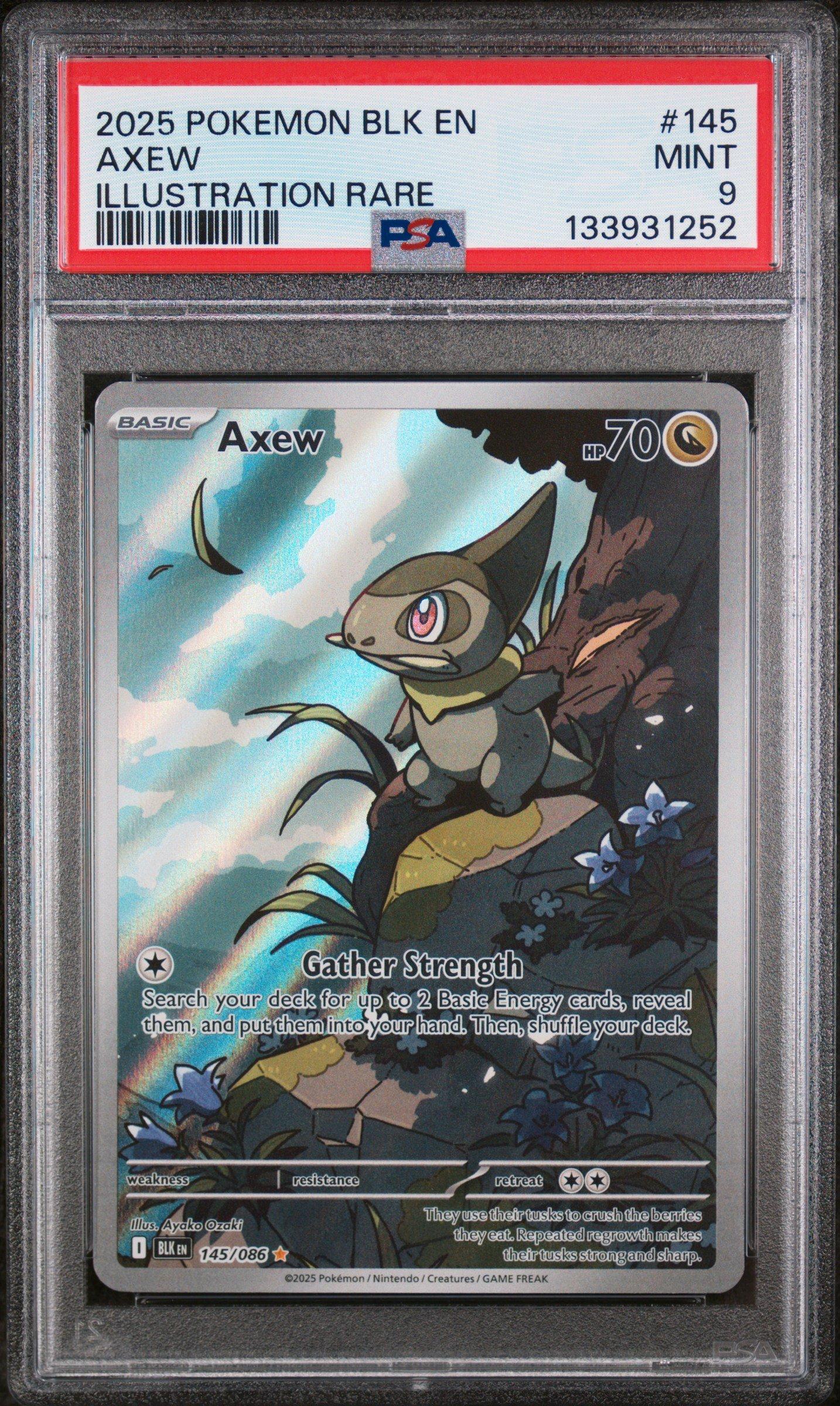 2025 Pokemon Blk En-black Bolt 145 Axew Illustration Rare PSA 9