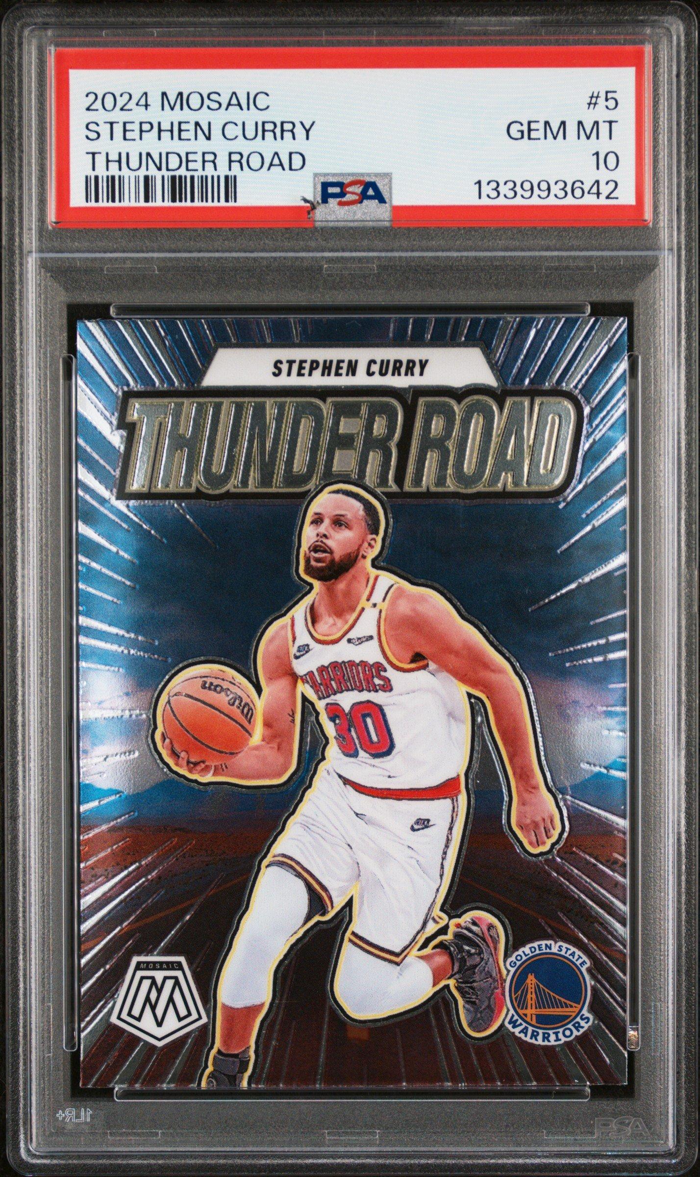 2024 Panini Mosaic Thunder Road 5 Stephen Curry PSA 10 Graded Card