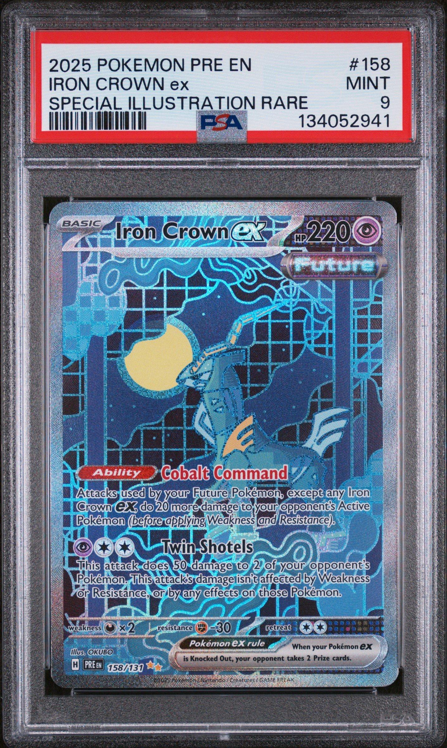 2025 Pokemon Pre En-prismatic Evolutions 158 Iron Crown Ex Special  Illustration Rare PSA 9 Graded Card | GameStop