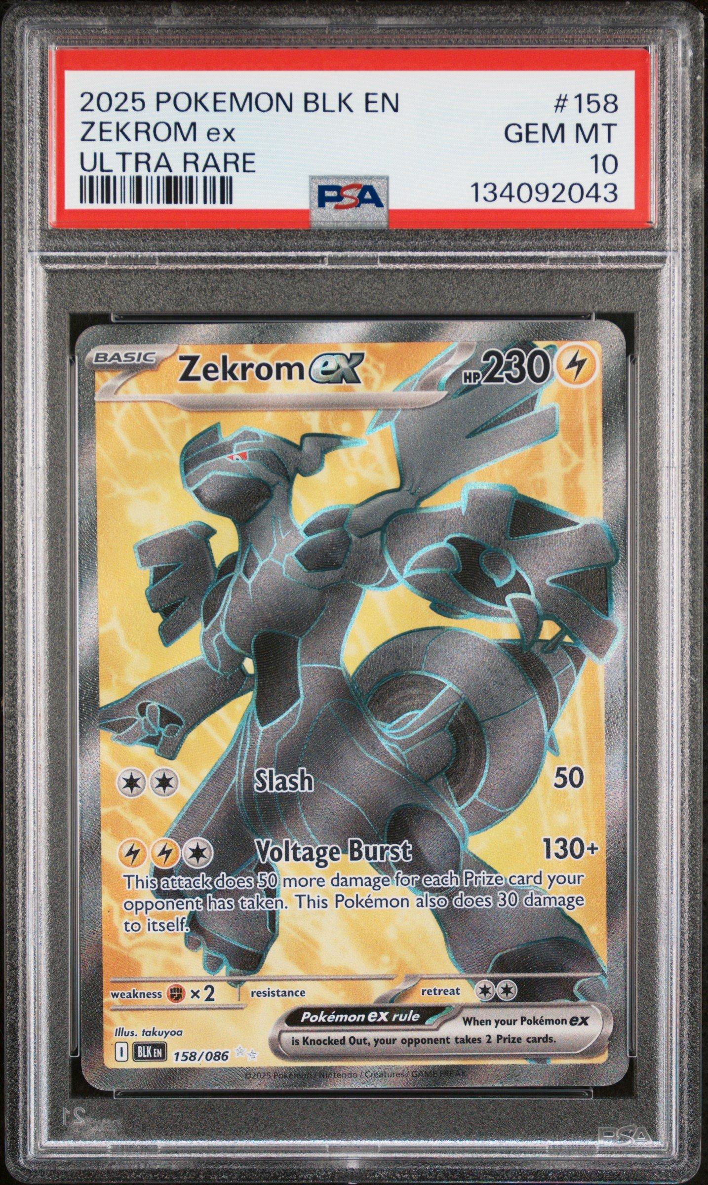 2025 Pokemon Blk En-black Bolt 158 Zekrom Ex Ultra Rare PSA 10