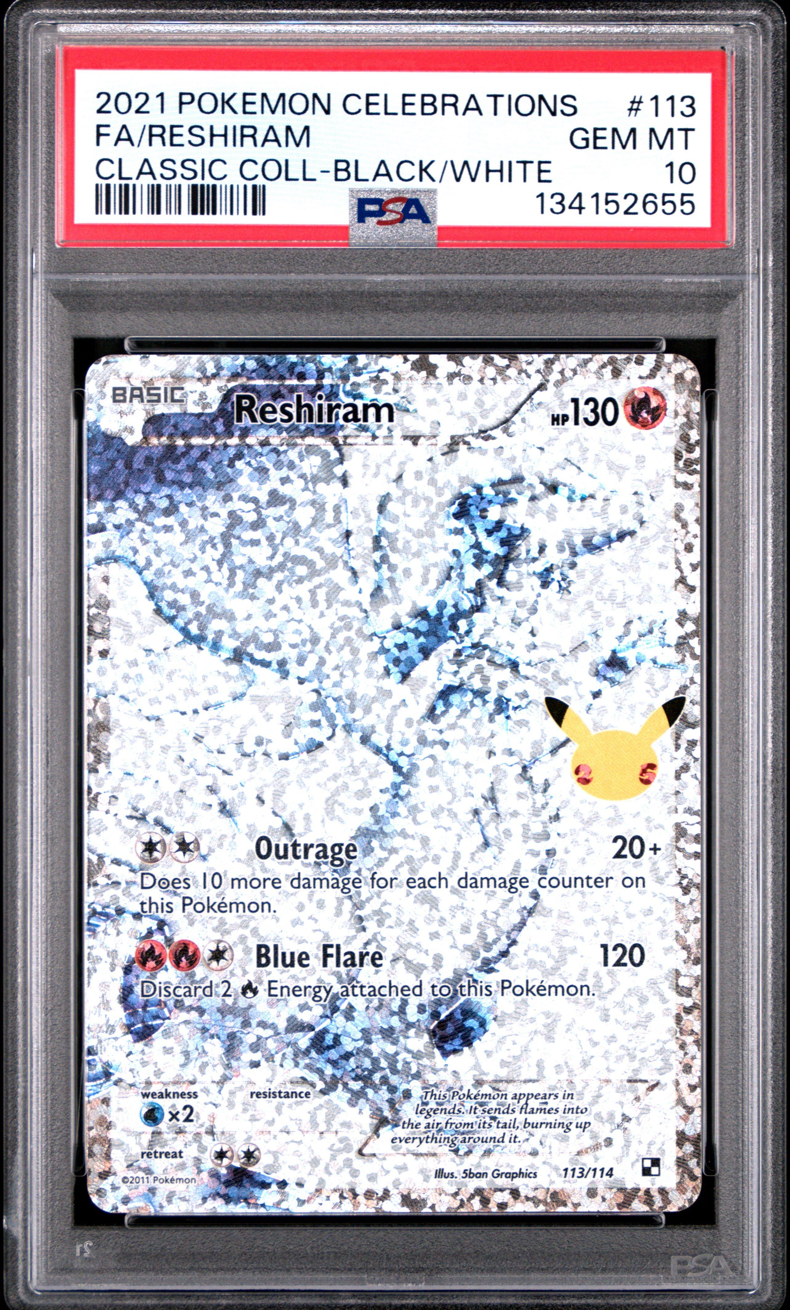2021年 ポケモンカード FA/RESHIRAM PSA 10 2021 Pokemon Celebrations Classic Collection 113 Full Art/reshiram