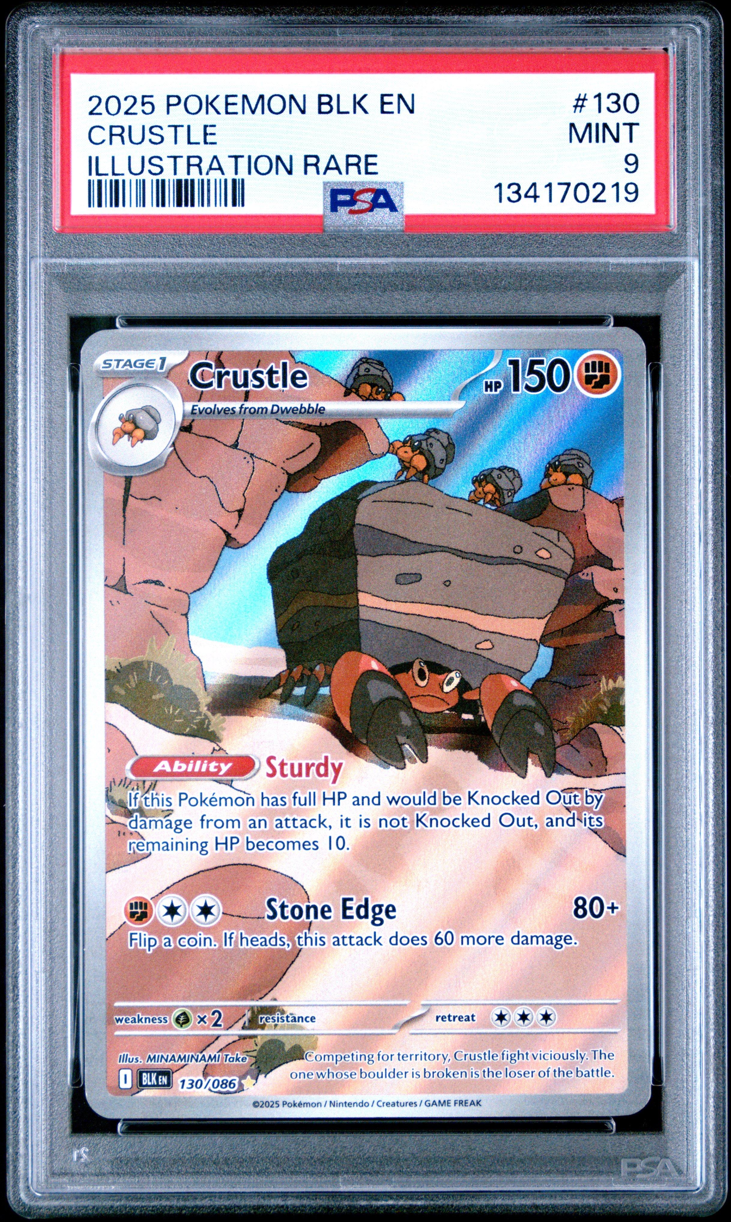 2025 Pokemon Blk En-black Bolt 130 Crustle Illustration Rare PSA 9