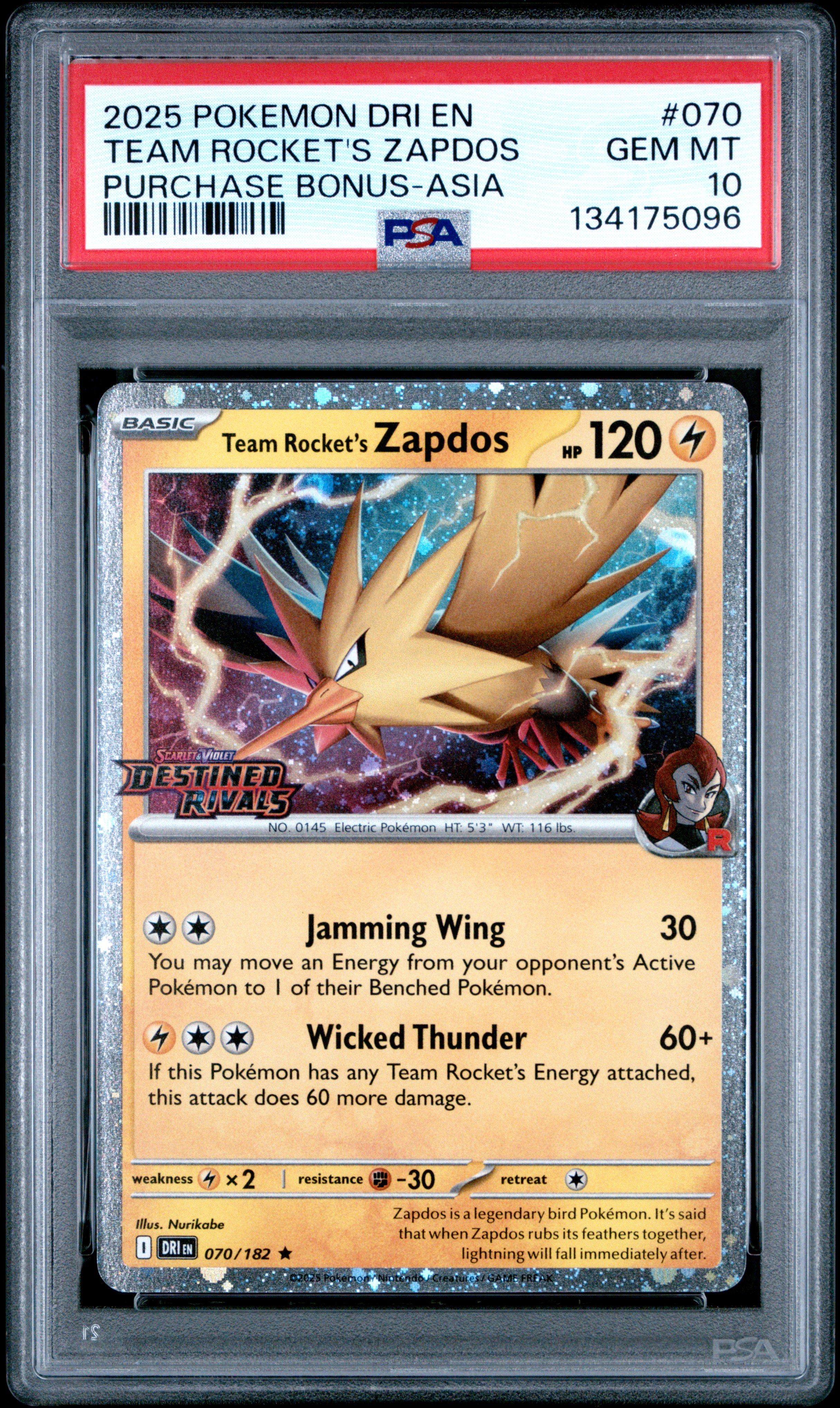 2025 Pokemon Dri En-destined Rivals 070 Team Rocket's Zapdos