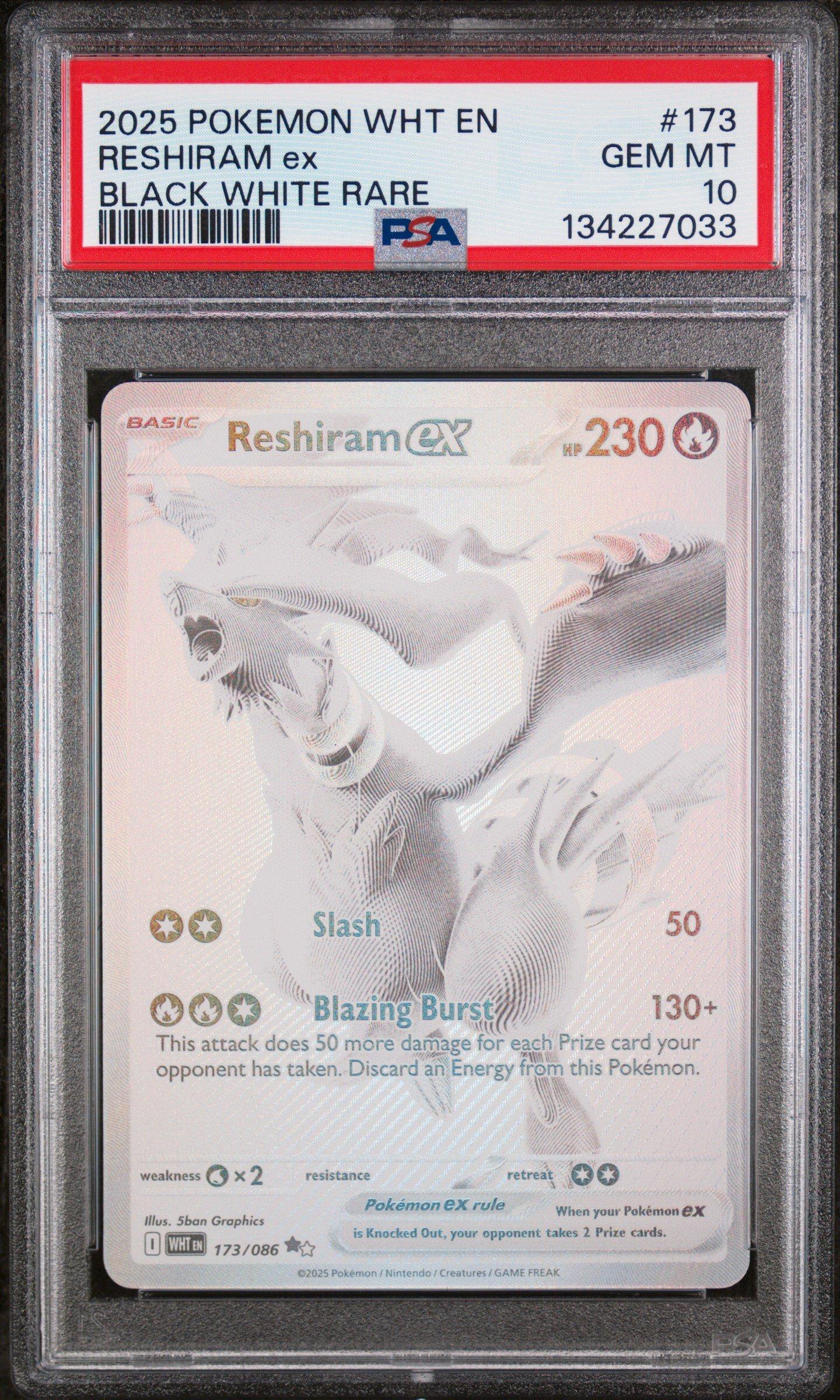 2025 Pokemon Wht En-white Flare 173 Reshiram Ex Black White Rare