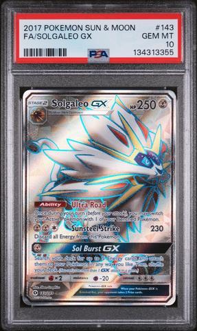 2017 Pokemon Sun & Moon 143 Full Art/solgaleo Gx PSA 10 Graded
