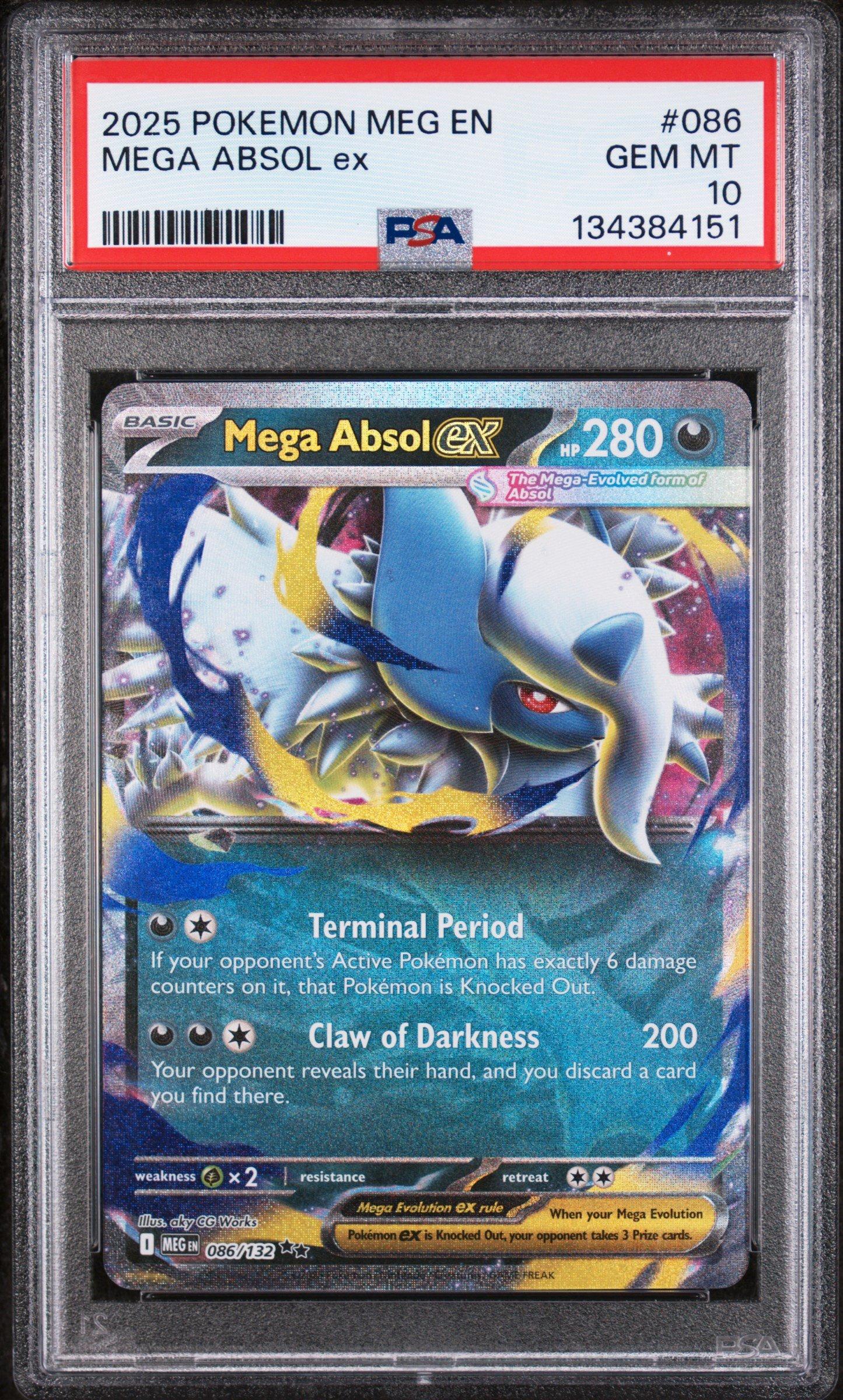 2025 Pokemon Meg En-mega Evolution 086 Mega Absol Ex PSA 10 Graded