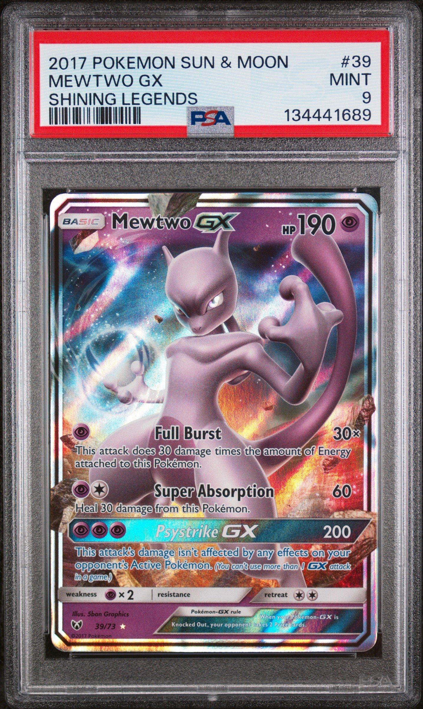 2017 Pokemon Sun & Moon Shining Legends 39 Mewtwo Gx PSA 9 Graded