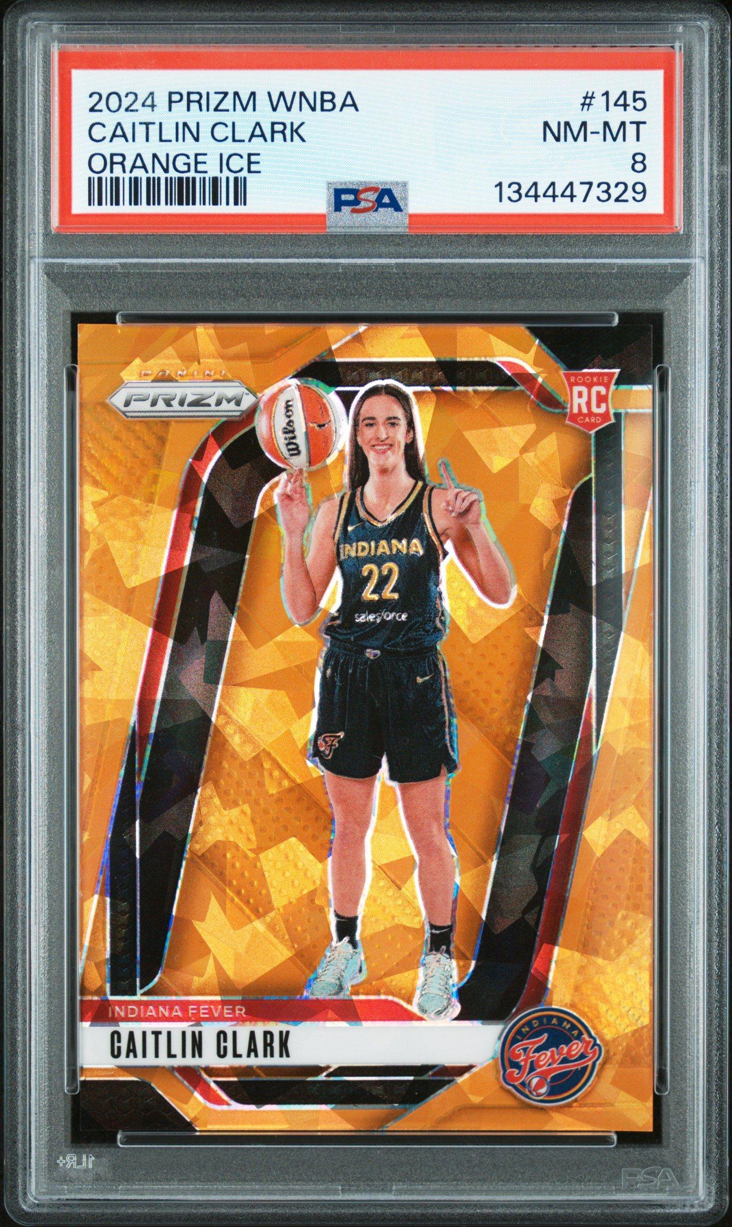 2024 Panini Prizm Wnba 145 Caitlin Clark Orange Ice PSA 8