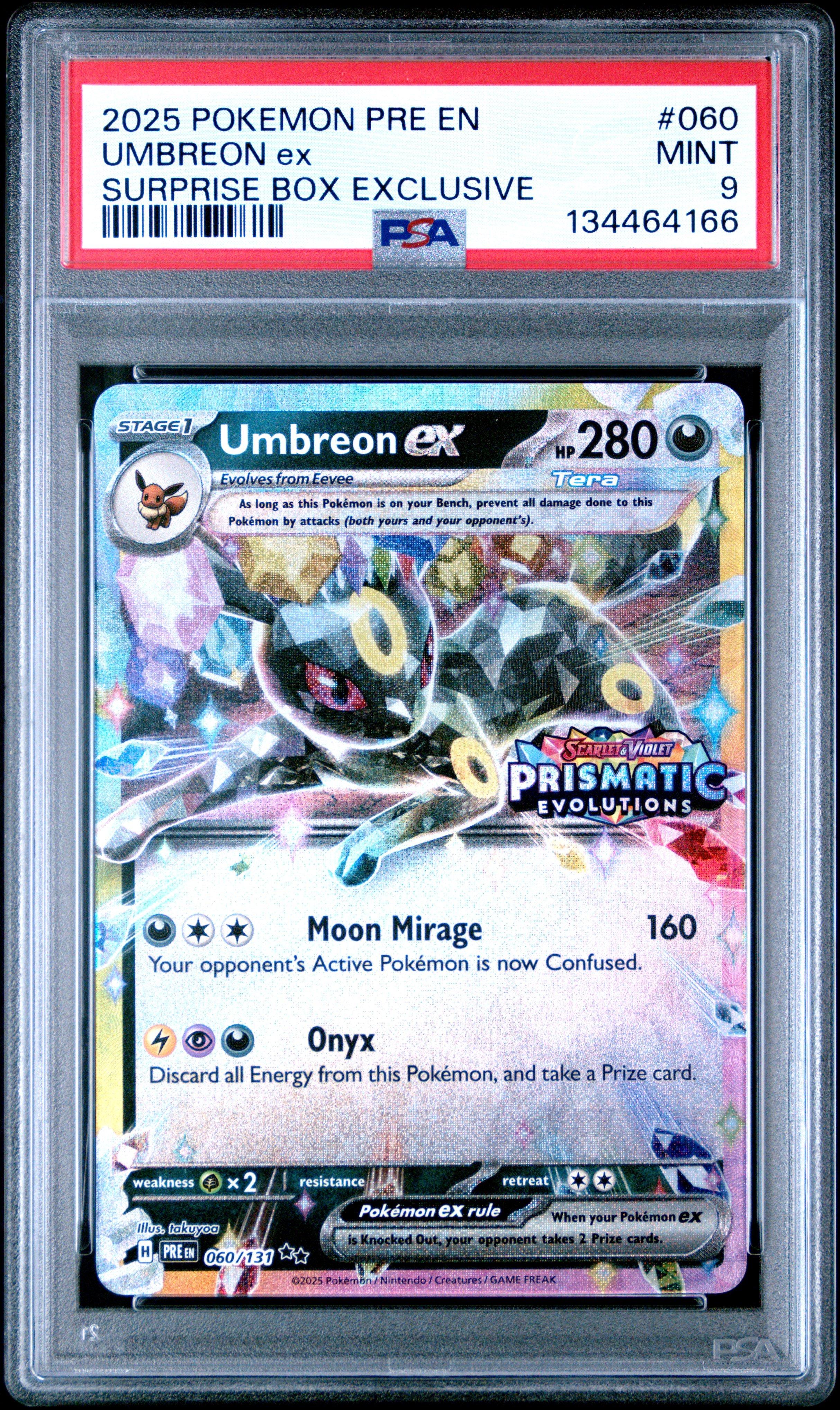 pokemon card umbreon ex 2024 Game Scarlet & Violet Terastal Festival ex High Class Expansion Japanese #093 (CGC 10) [DCC] Moon Mirage (160) Your opponents Active Pokemon is now Confused Card Umbreon EX SR XY10
