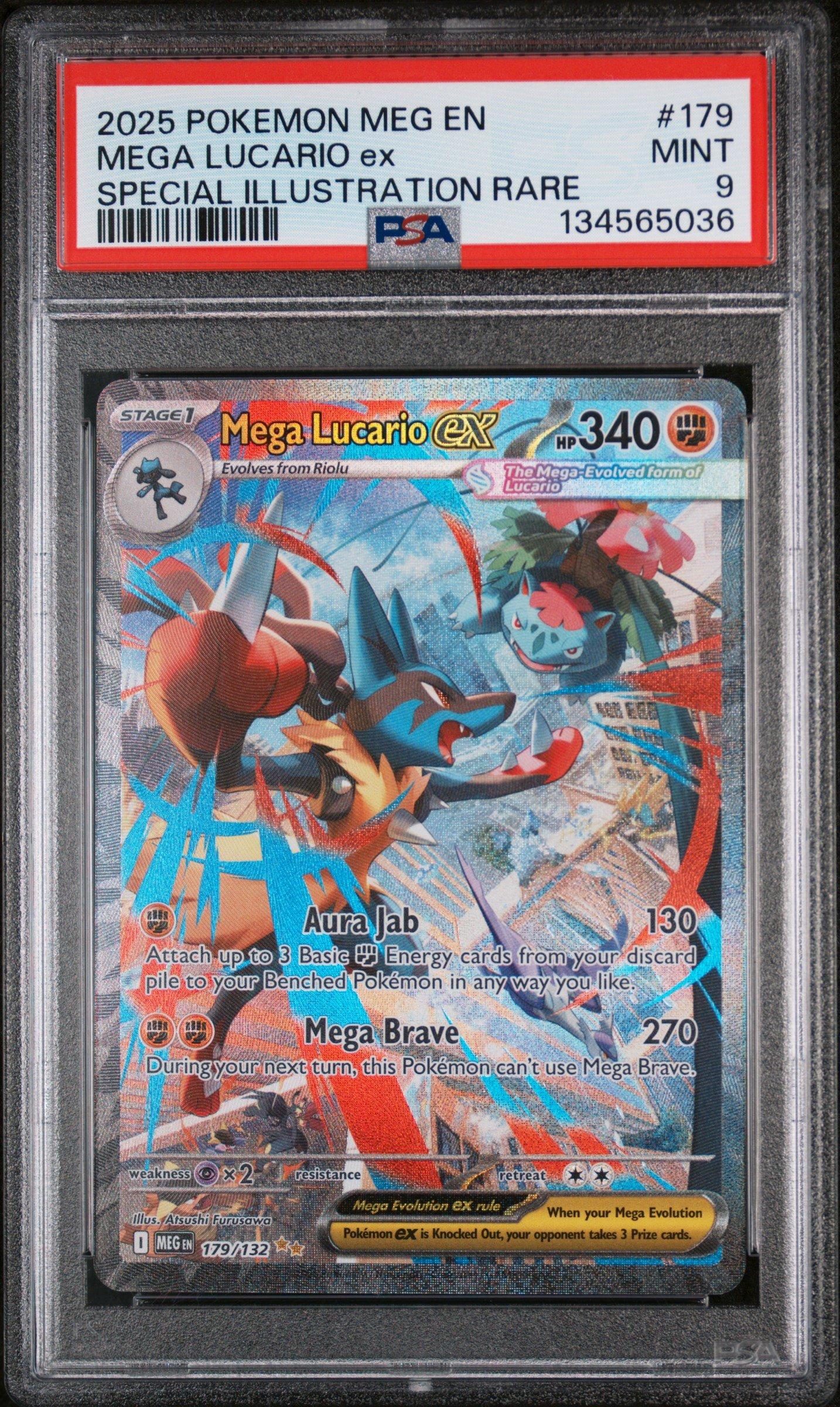 2025 Pokemon Meg En-mega Evolution 179 Mega Lucario Ex Special Illustration  Rare PSA 9