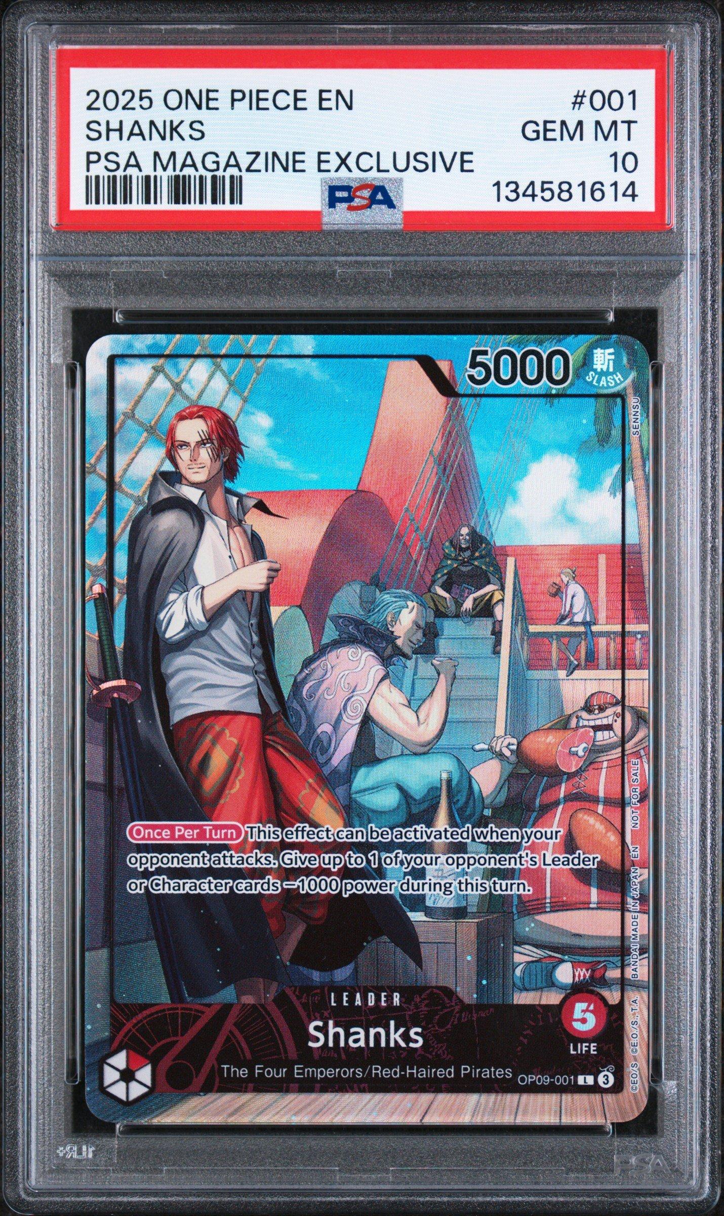 2025 One Piece Promos 001 Shanks Psa Magazine Exclusive PSA 10
