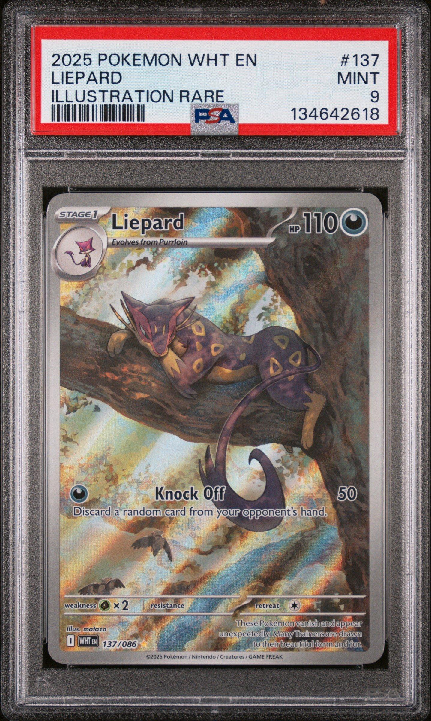 2025 Pokemon Wht En-white Flare 137 Liepard Illustration Rare PSA