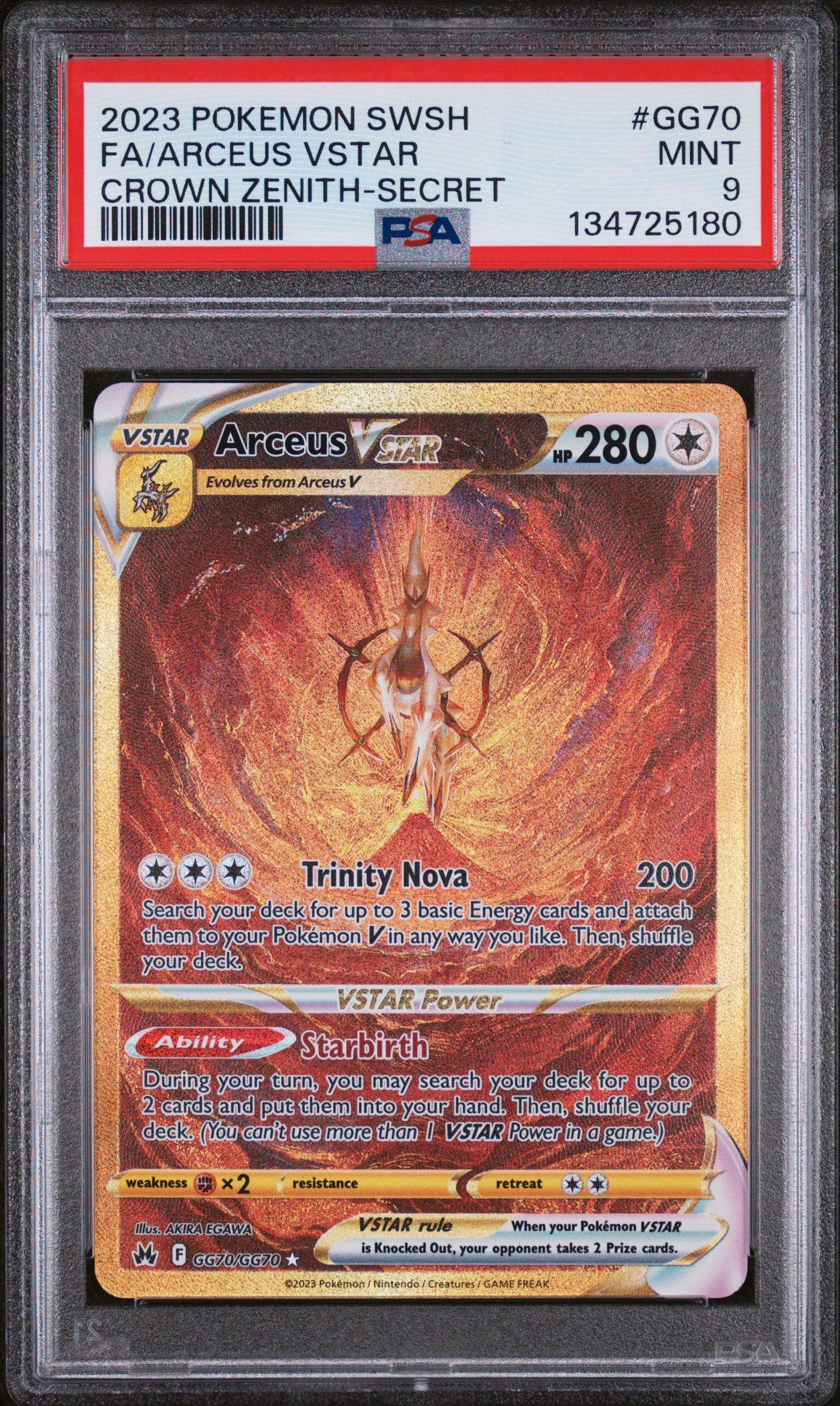 2023 Pokemon Sword And Shield Crown Zenith Gg70 Full Art/arceus Vstar  Secret PSA 9 Graded Card | GameStop