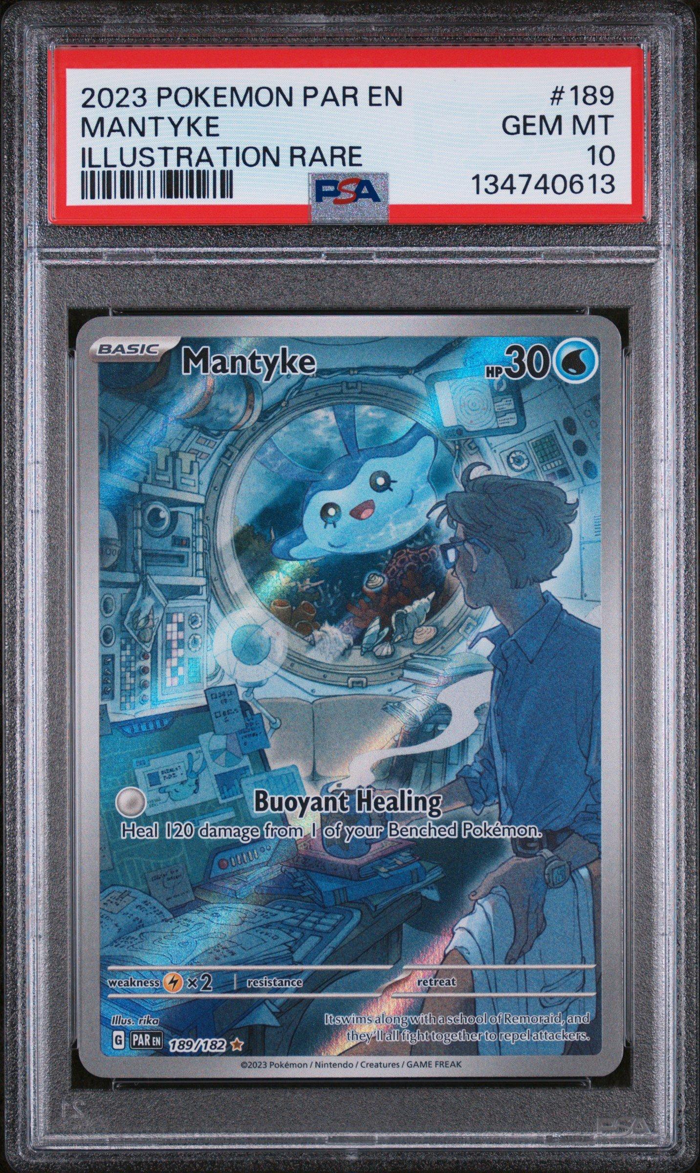 2023 Pokemon Par En-paradox Rift 189 Mantyke Illustration Rare PSA