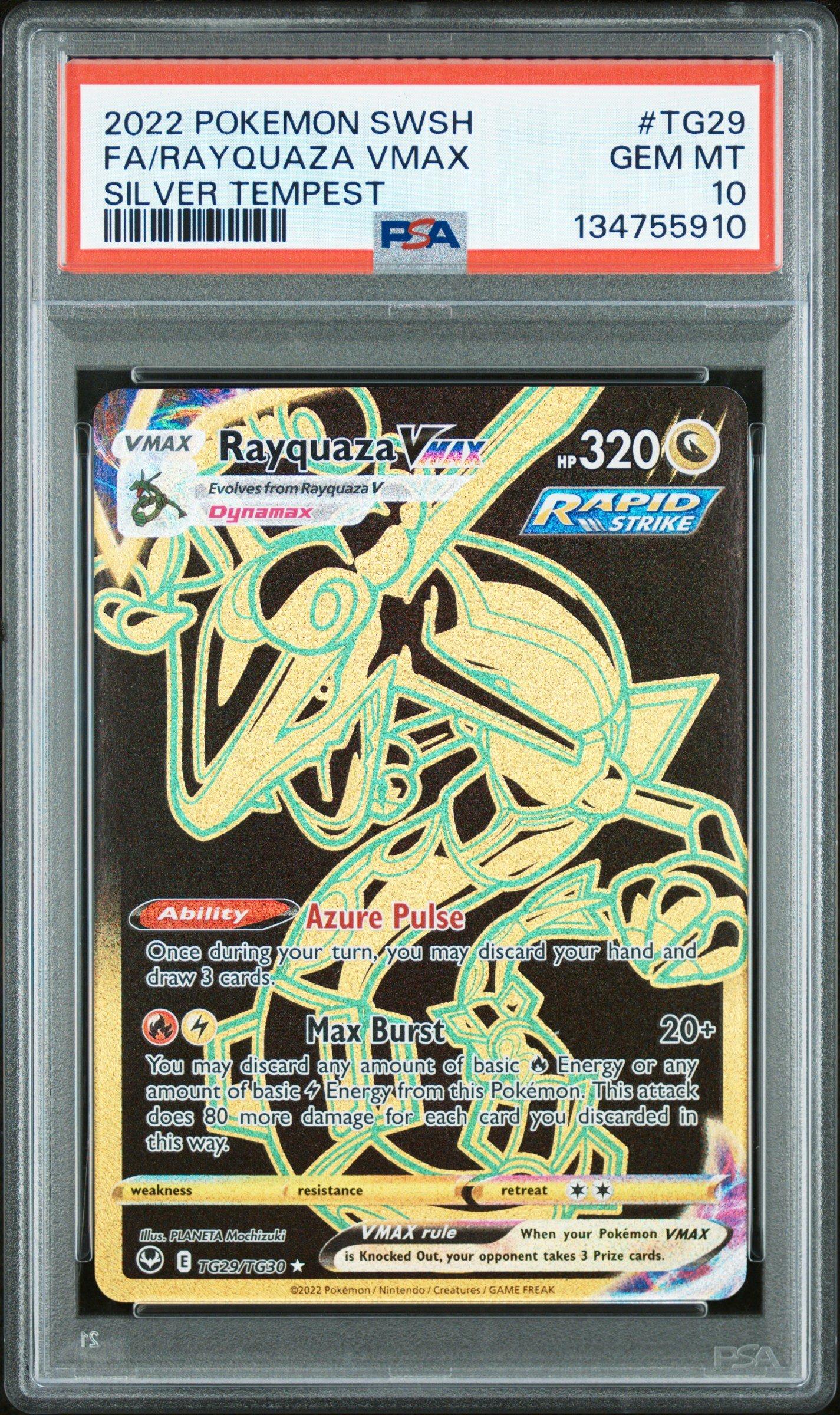 pokemon tcg silver tempest tg29 tg30 rayquaza vmax card Gold Secret Rare - TG29/TG30 - Rayquaza VMAX 2022 Pokemon Silver