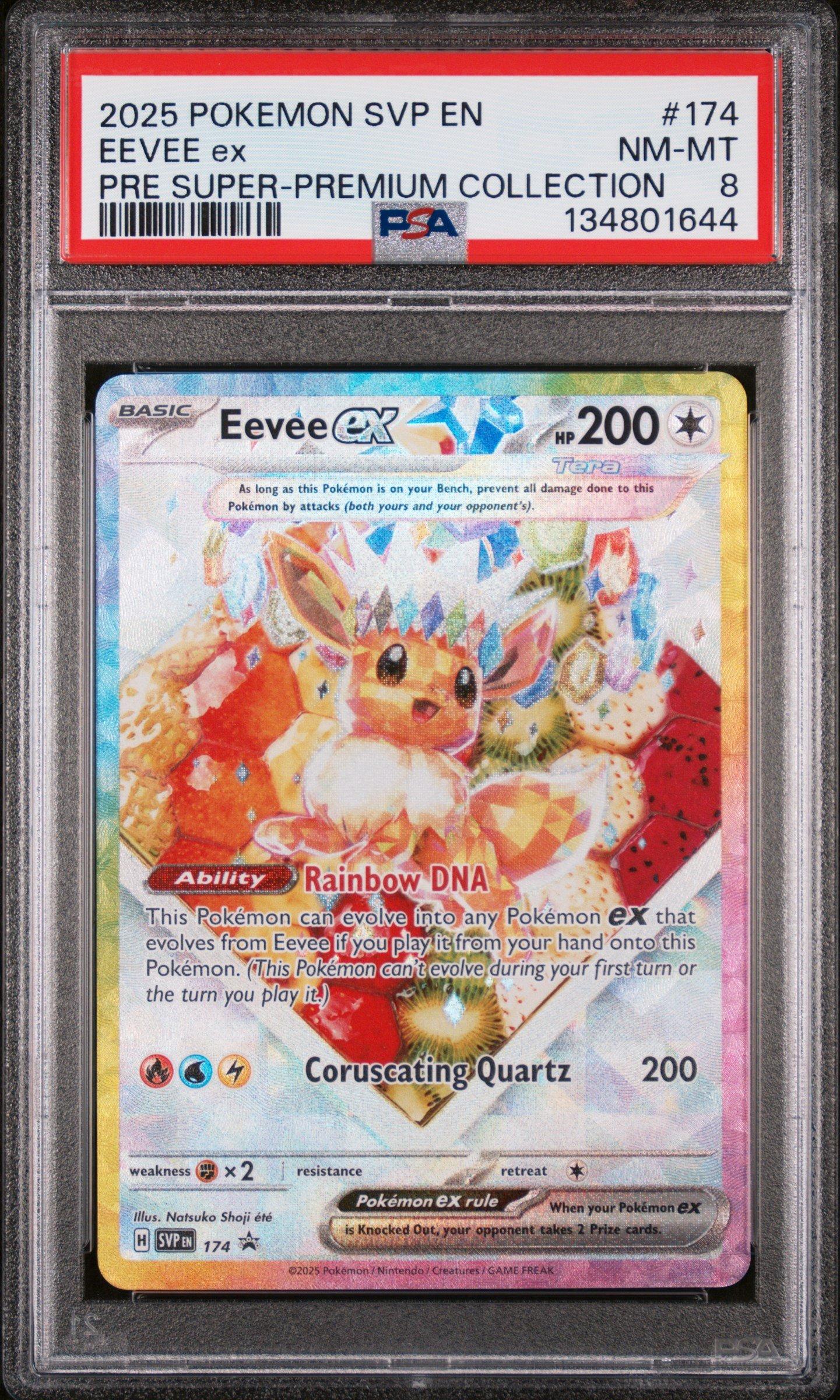 2025 Pokemon SVP Black Star Promo 174 Eevee Ex Prismatic Evolutions Super-Premium Collection PSA 8