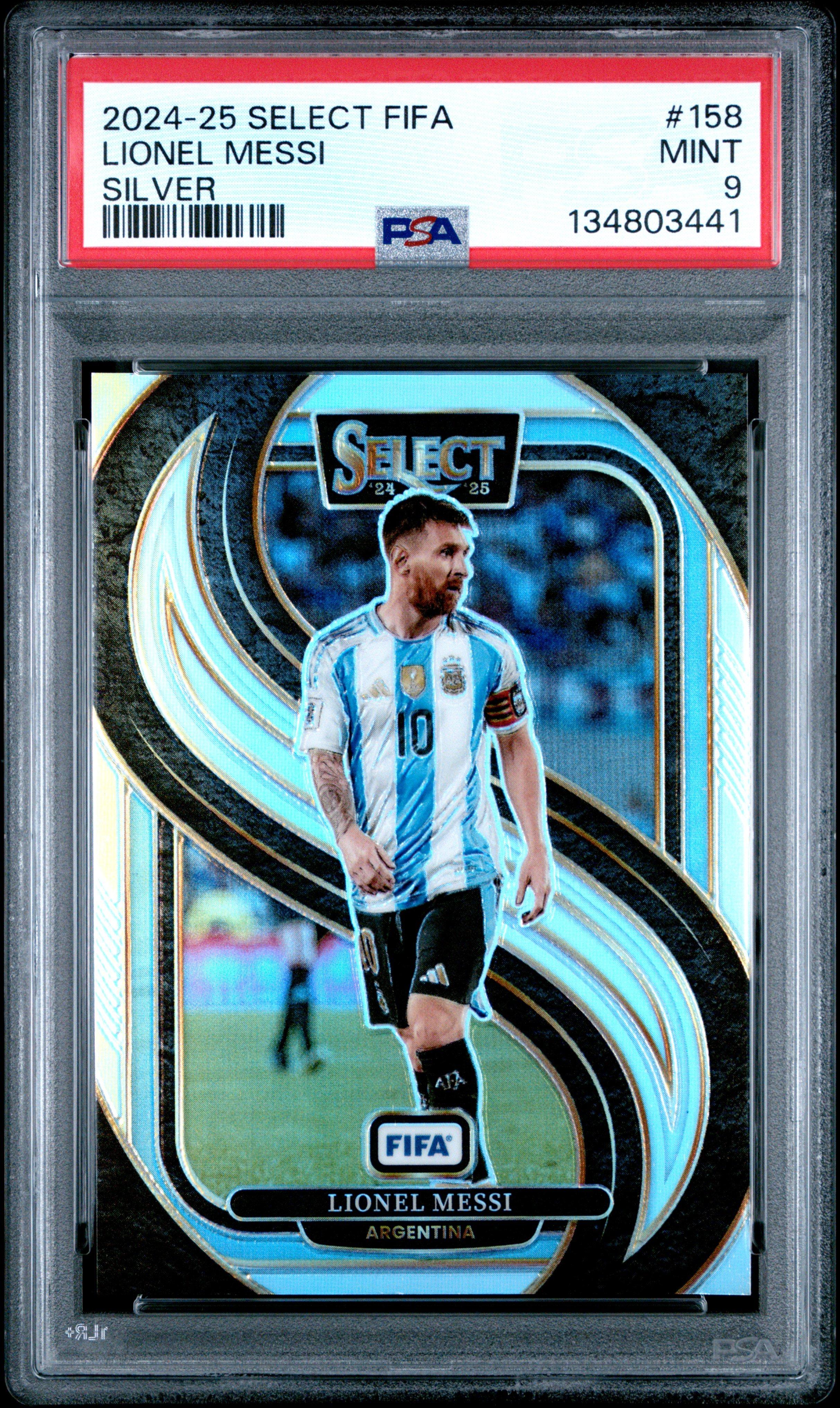 2024-25 Panini Select Fifa 158 Lionel Messi Silver PSA 9 Graded