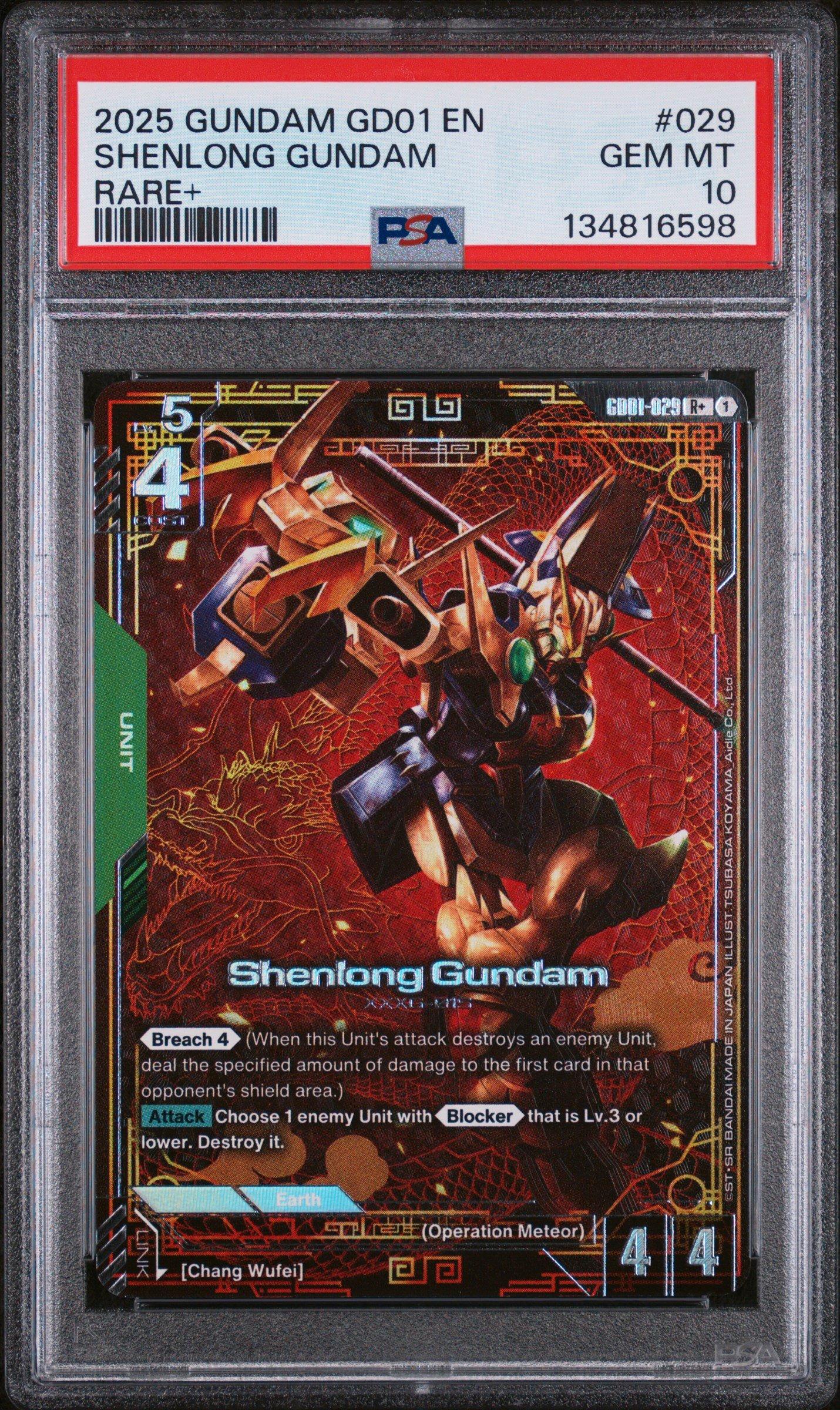 2025 Gundam Newtype Rising 029 Shenlong Gundam Rare+ PSA 10 Graded