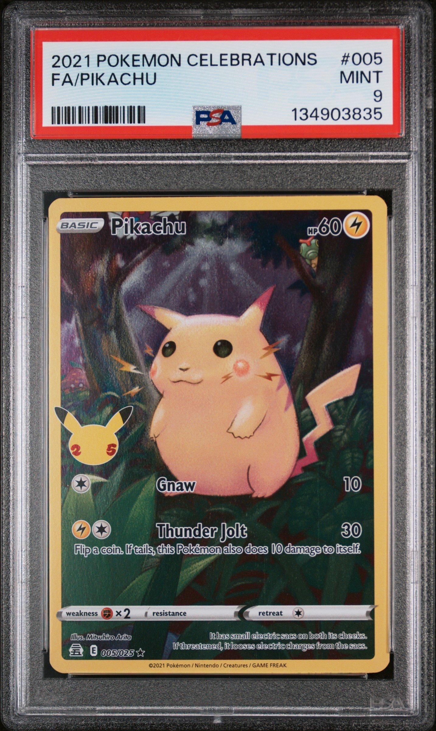 2021 Pokemon Celebrations 005 Full Art/pikachu PSA 9 Graded Card