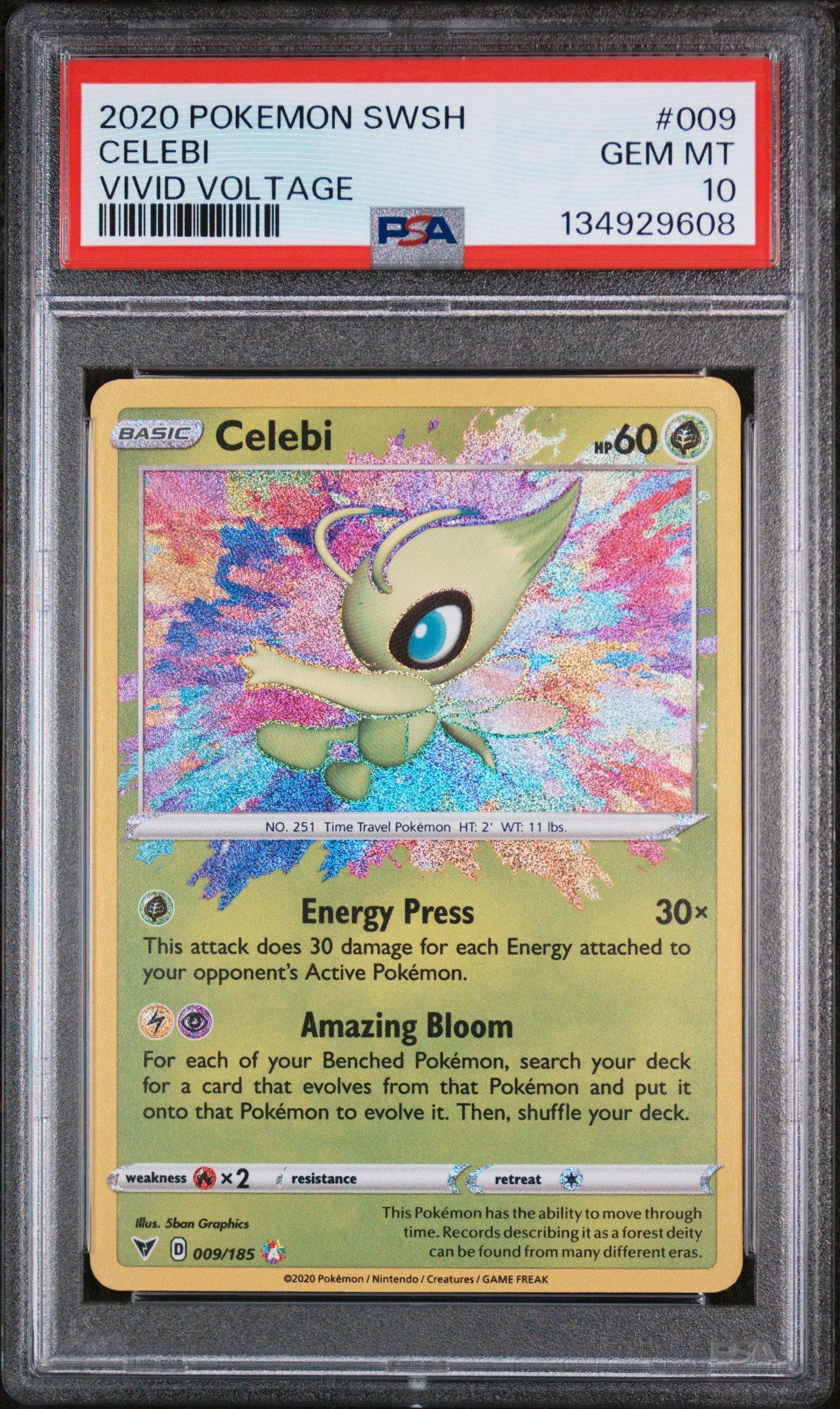 2020 Pokemon Sword & Shield Vivid Voltage 009 Celebi PSA 10 Graded