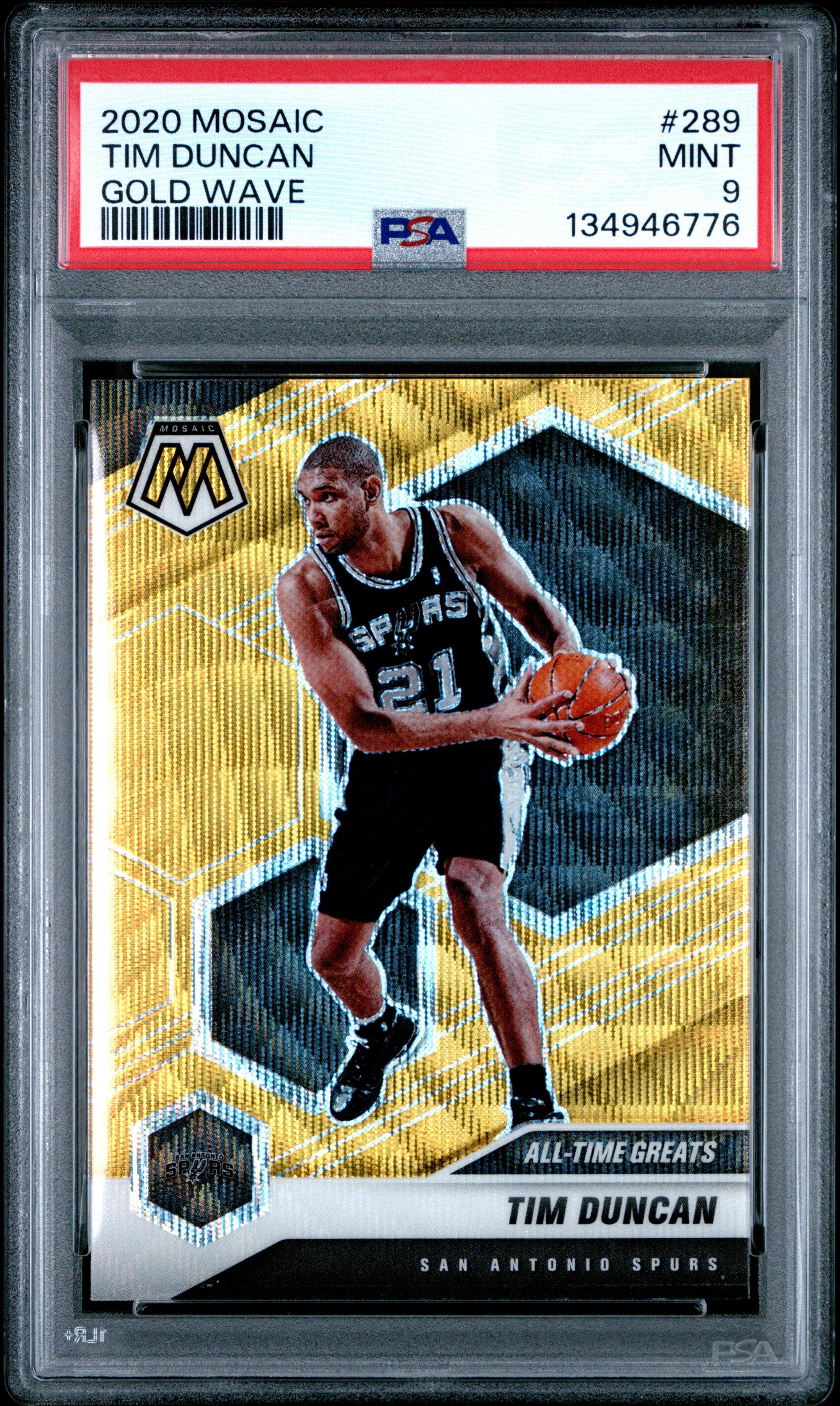 2020 Panini Mosaic 289 Tim Duncan Gold Wave PSA 9 Graded Card