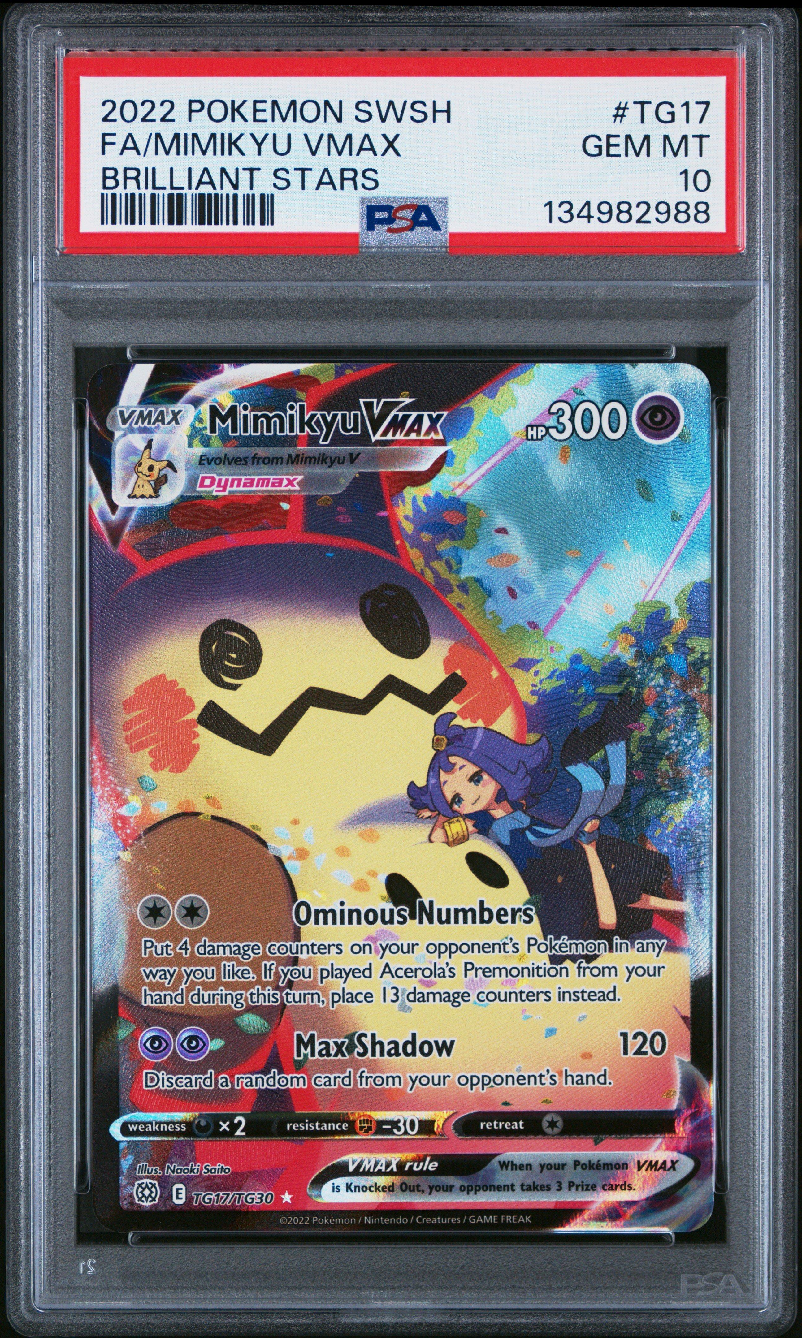 2022 Pokemon Sword & Shield Brilliant Stars Tg17 Full Art/mimikyu