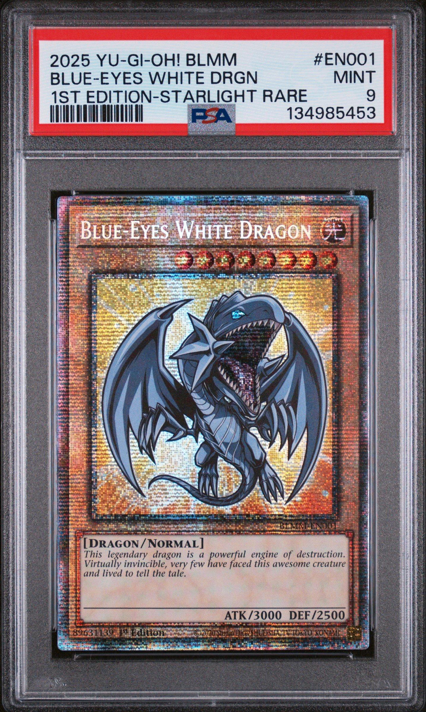 2025 Yu-gi-oh! Blmm-battles Of Legend: Monster Mayhem En001 Blue-eyes White Dragon 1st Edition-starlight Rare PSA 9