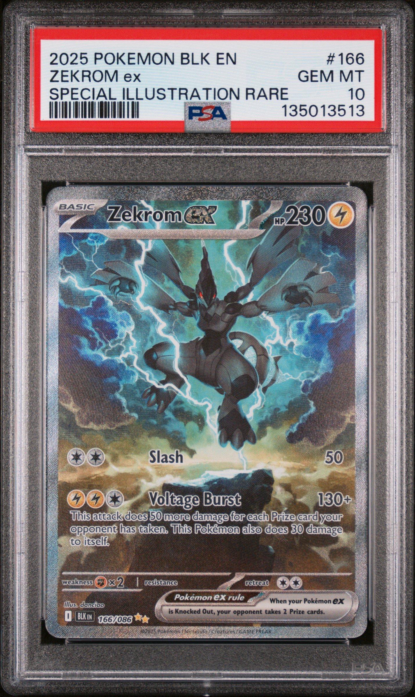 2025 Pokemon Blk En-black Bolt 166 Zekrom Ex Special Illustration