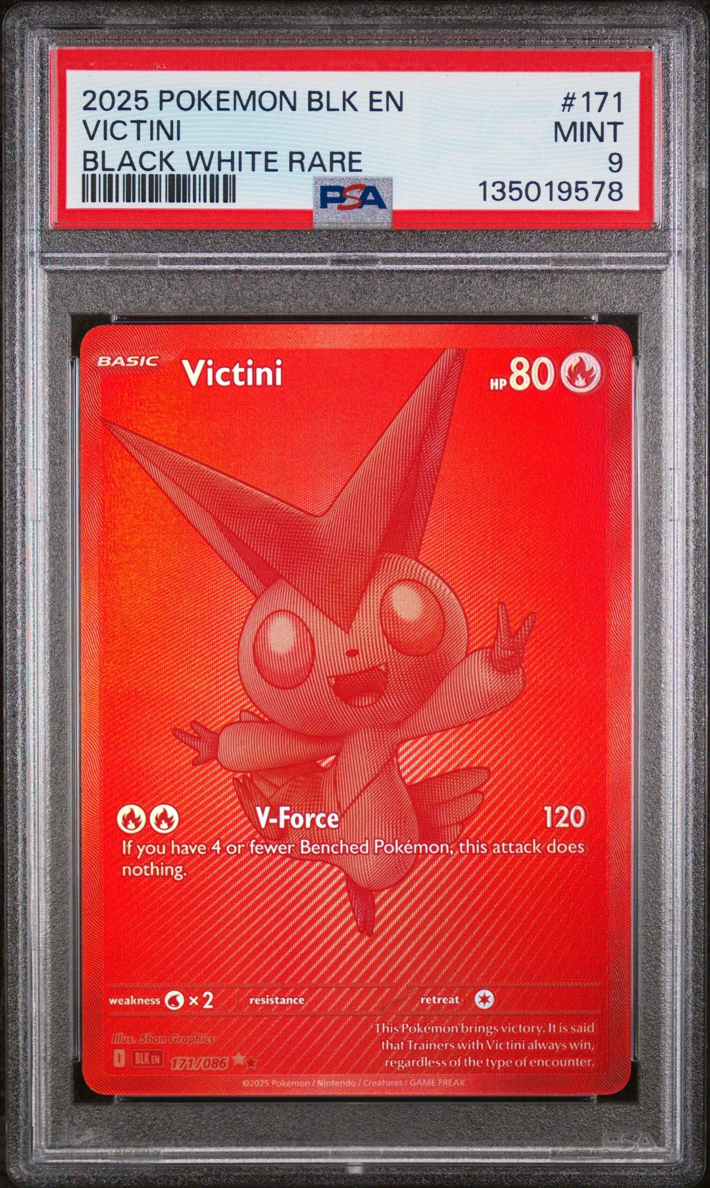 2025 Pokemon Blk En-black Bolt 171 Victini Black White Rare PSA 9