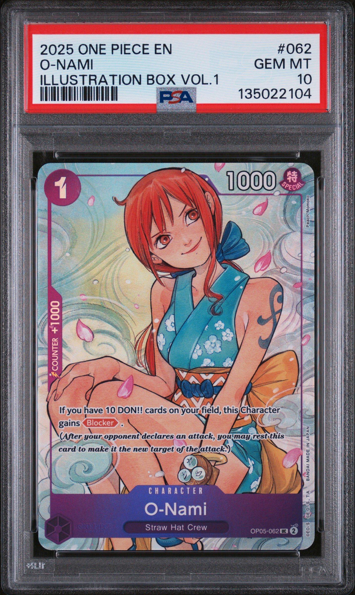 2025 One Piece Promos 062 O-nami Illustration Box Vol.1 PSA 10