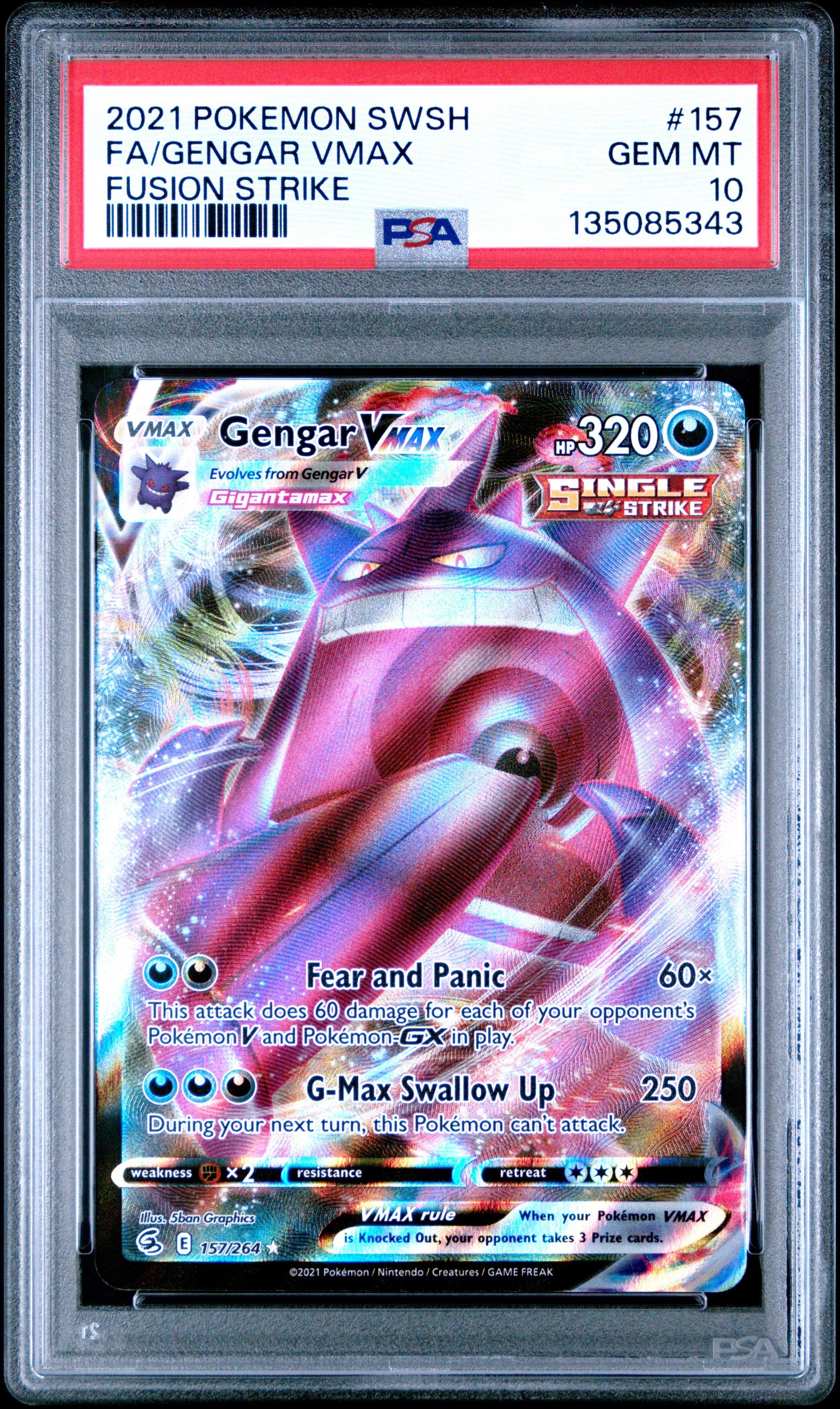 2021 Pokemon Sword & Shield Fusion Strike 157 Full Art/gengar Vmax