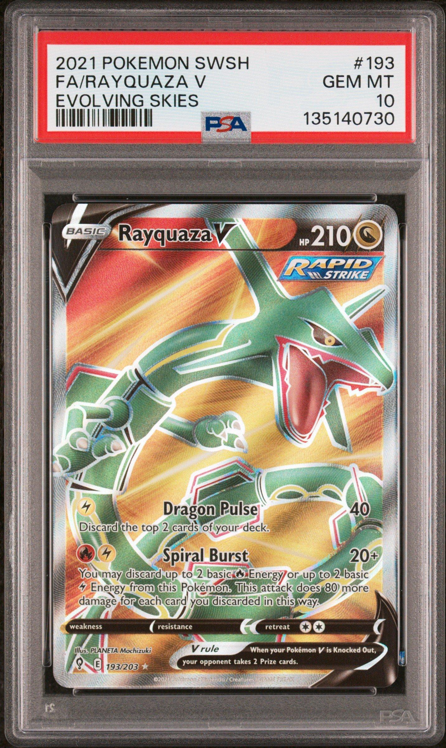 rayquaza v pokemon card Alt Art PSA CGC Beckett [RL] Spiral Burst (20+) You may discard up to 2 basic Fire Energy or up to 2 Basic Lightning Energy from this Pokemon 2021 Pokemon Sword & Shield