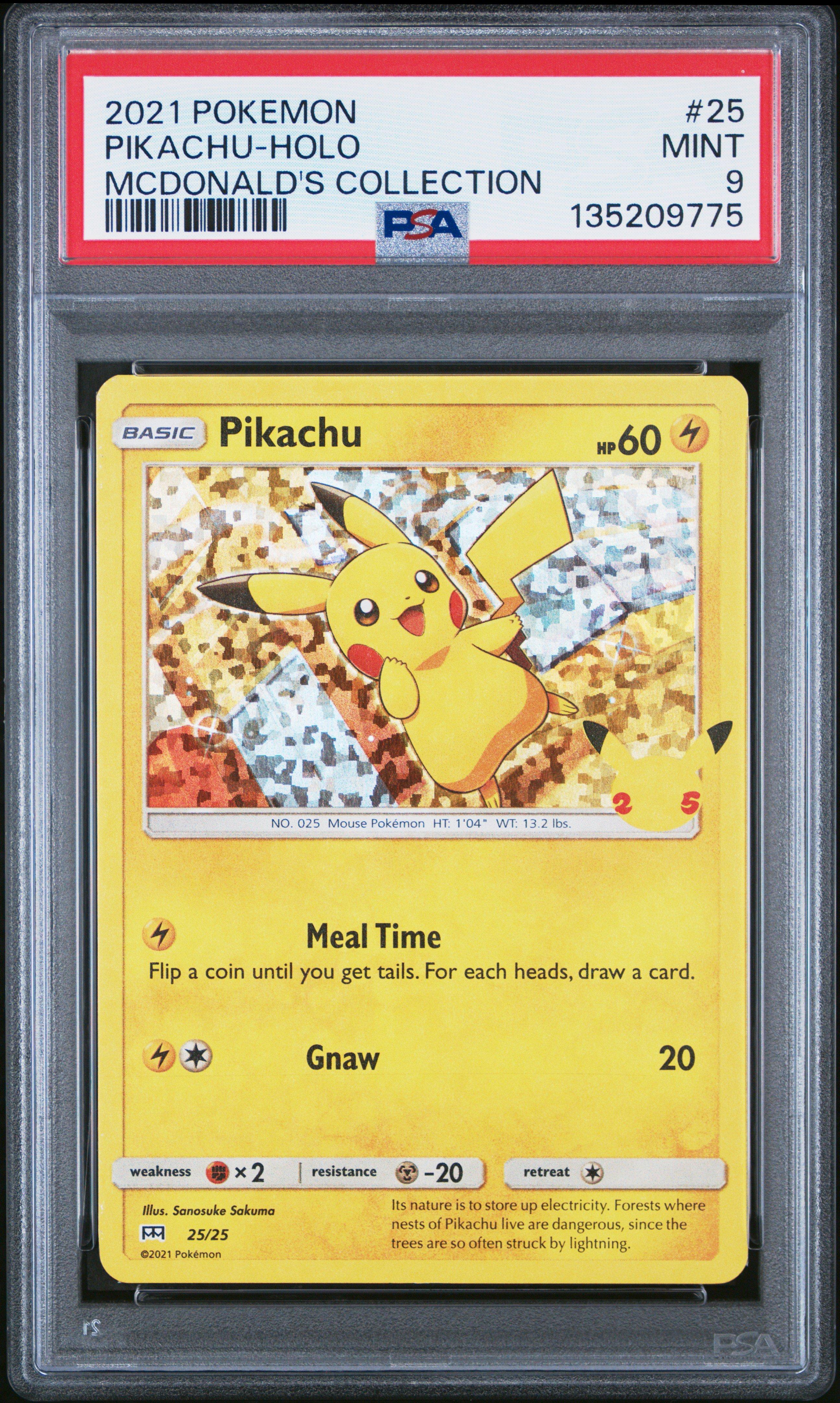 2021 Pokemon Mcdonald's Collection 25 Pikachu-holo PSA 9 Graded