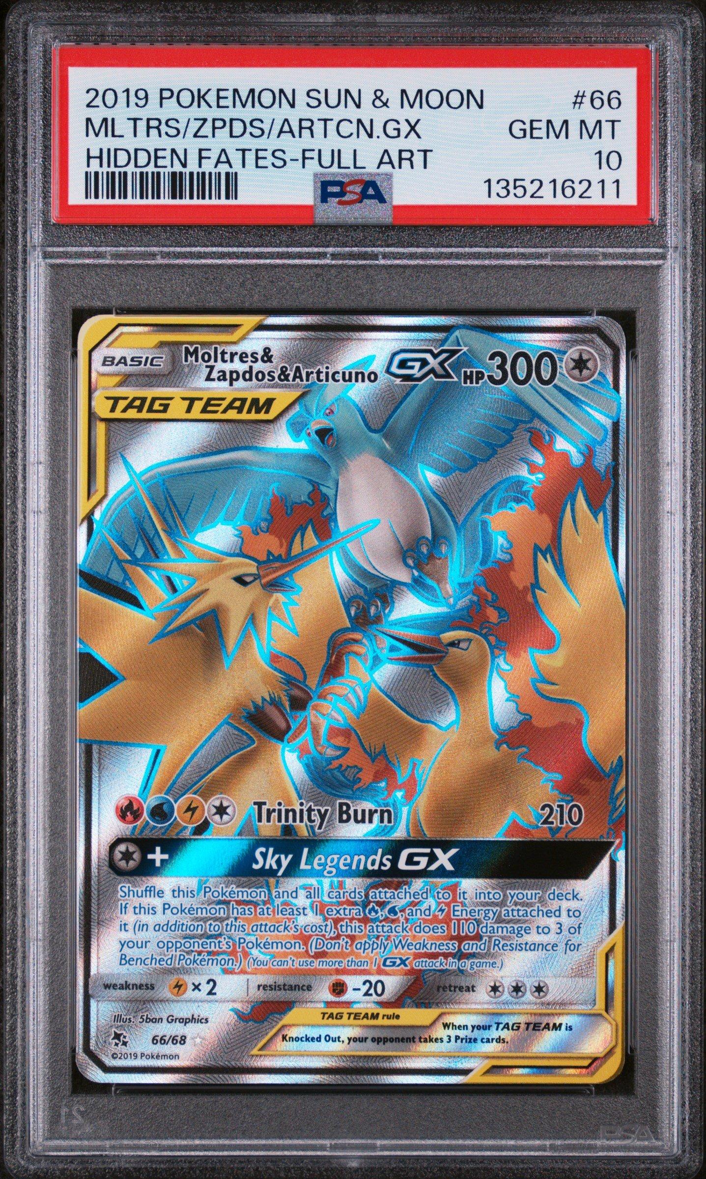articuno gx pokemon card 2019 Sun & Moon Hidden Fates 66 Full Art/moltres & Zapdos & PSA 10 Graded this item offers a spectacular aesthetic for a gallery Singles Pokémon - 2018 Sun
