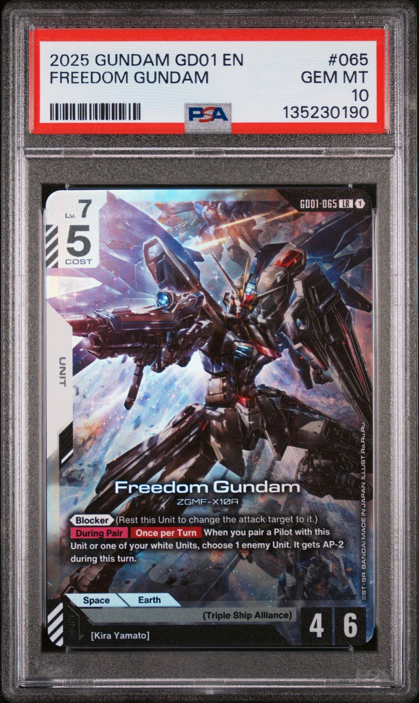 2025 Gundam Newtype Rising 065 Freedom Gundam PSA 10 Graded Card