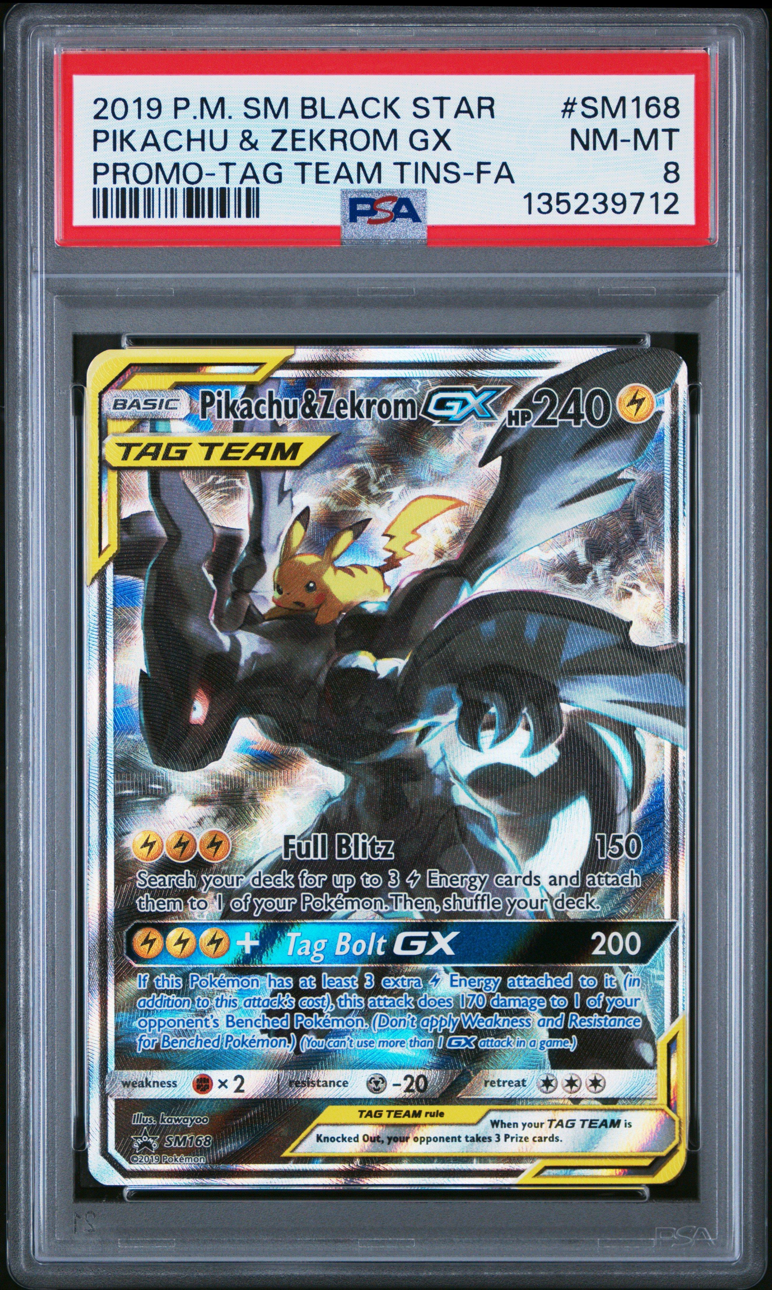 2019 Pokemon Sm Black Star Promo Sm168 Full Art/pikachu & Zekrom