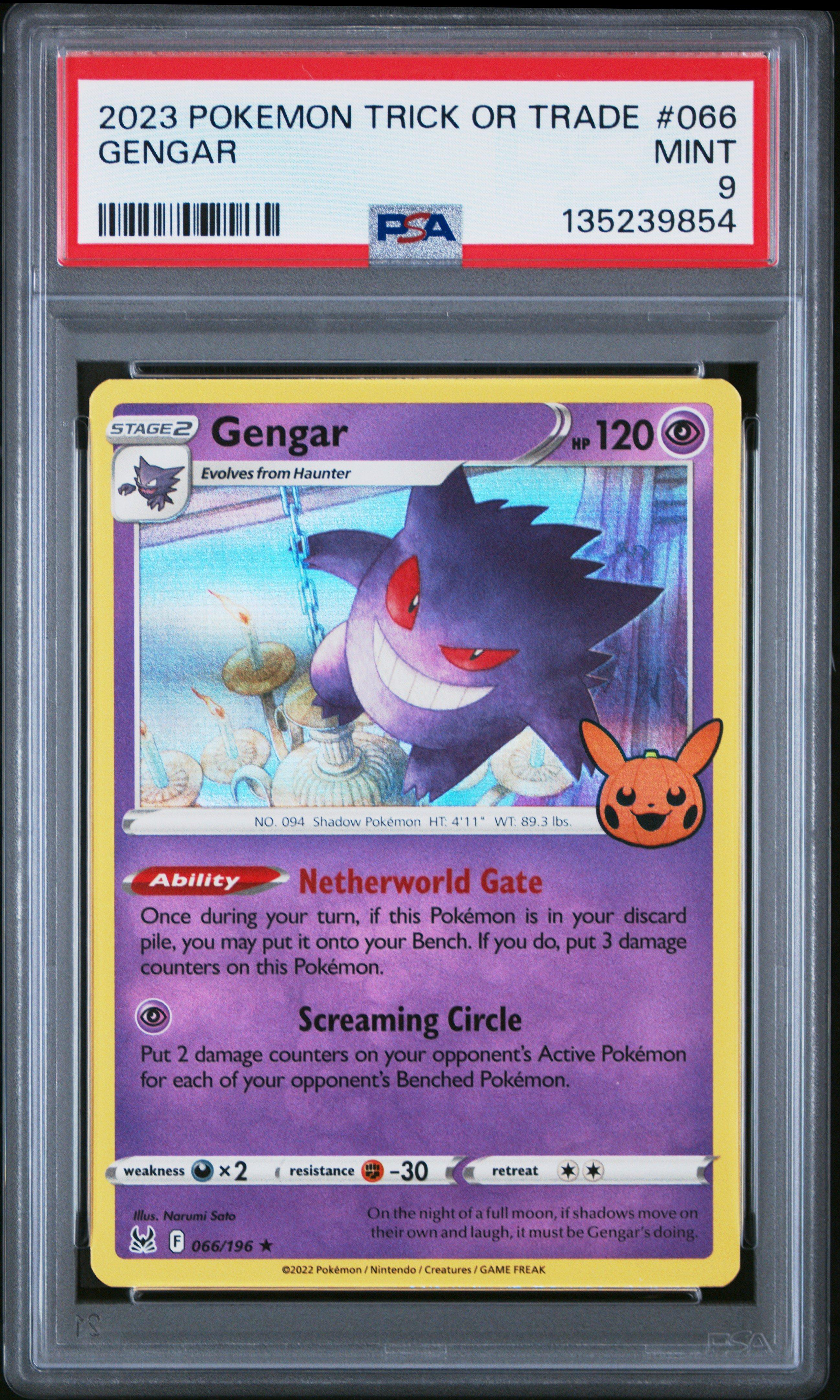 2023 Pokemon Trick Or Trade 066 Gengar PSA 9 Graded Card | GameStop