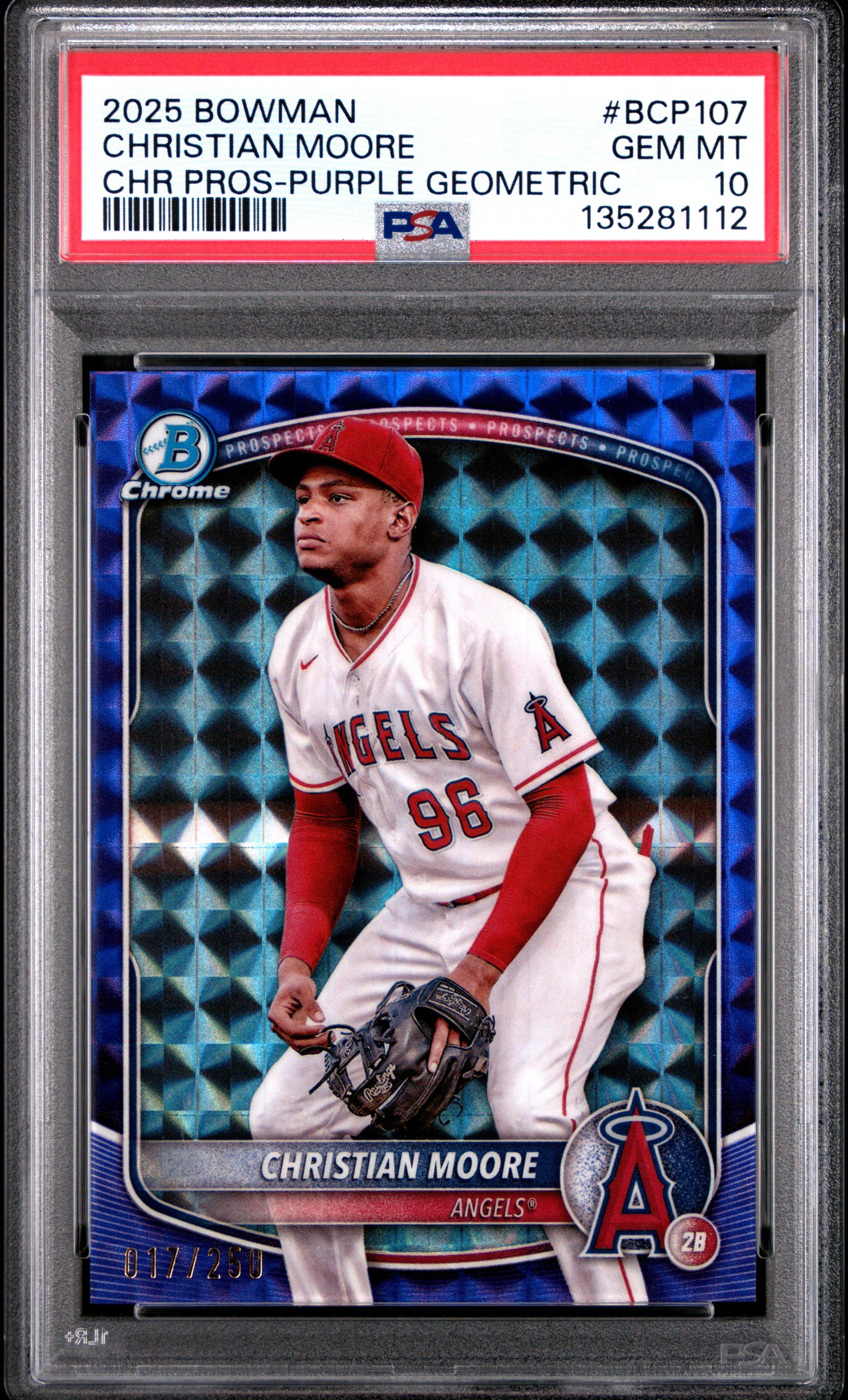 2025 Bowman Chrome Prospects Bcp107 Christian Moore Purple