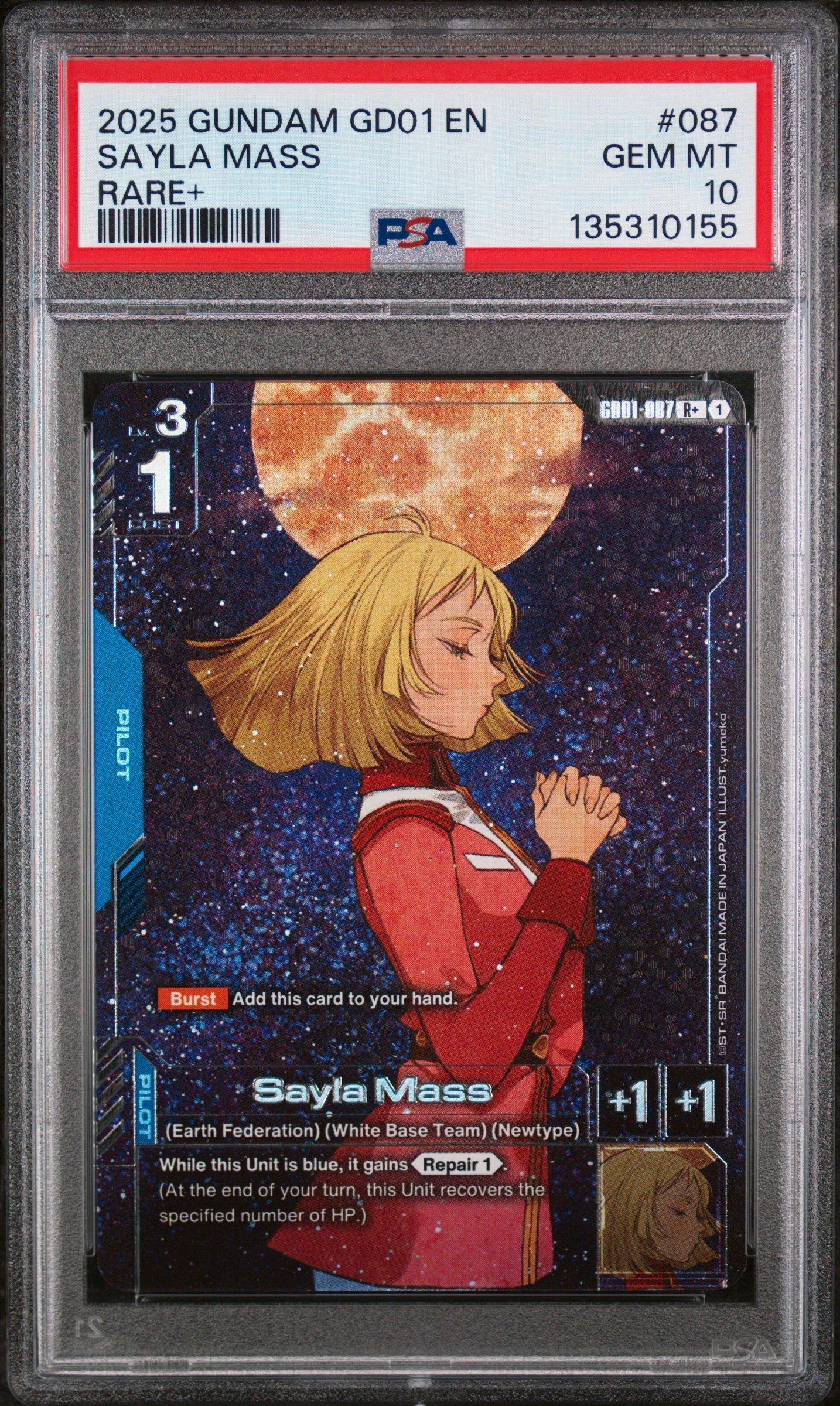 2025 Gundam Newtype Rising 087 Sayla Mass Rare+ PSA 10 Graded Card