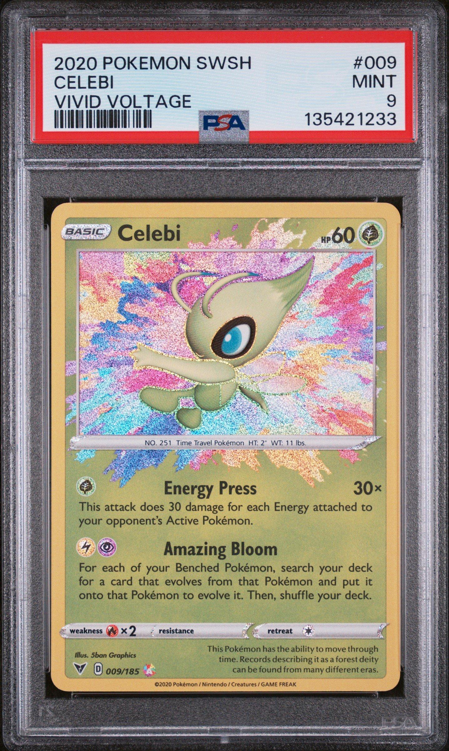 2020 Pokemon Sword & Shield Vivid Voltage 009 Celebi PSA 9 Graded