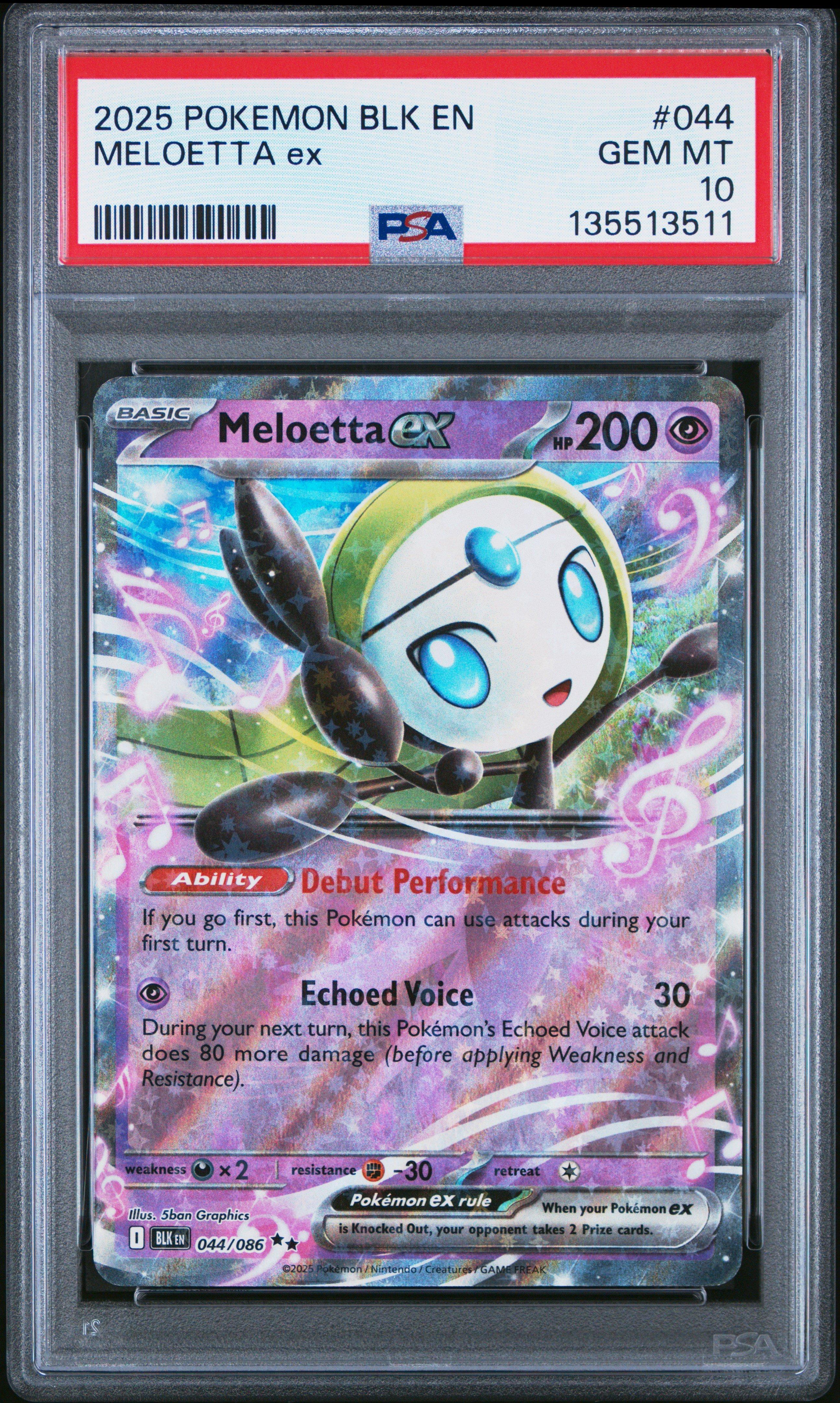 meloetta pokemon card value 2025 Pokemon Blk En-black Bolt 044 Meloetta Ex PSA 10