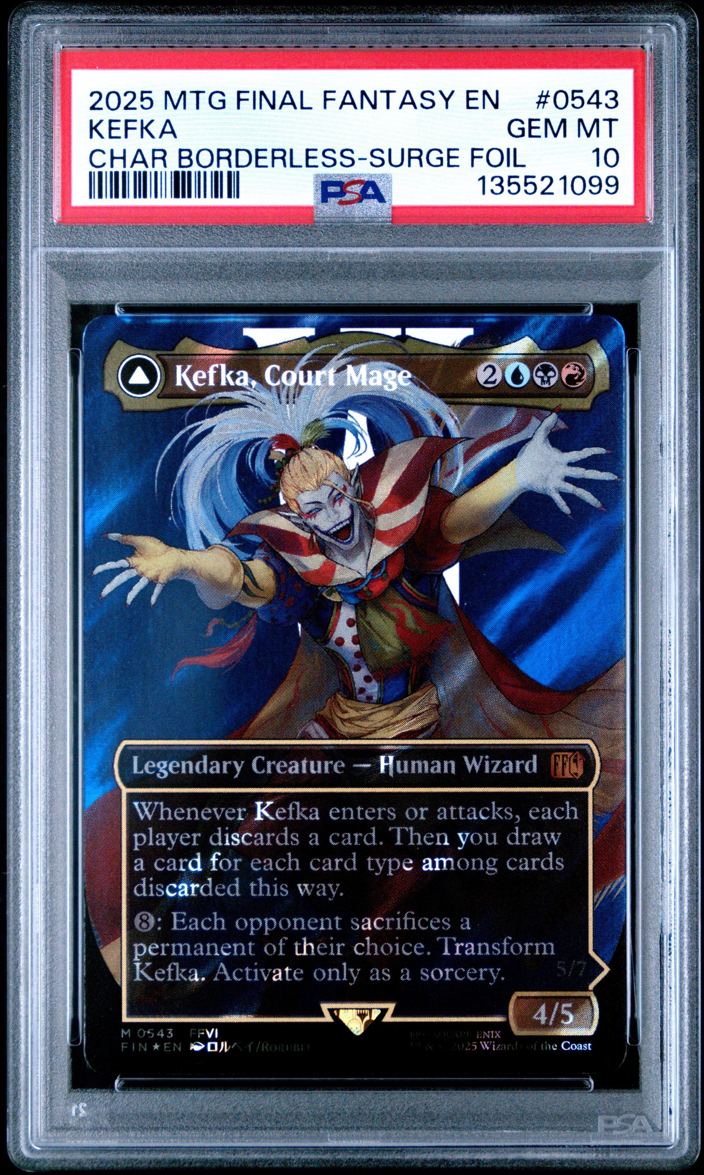 2025 Magic The Gathering Final Fantasy 0543 Kefka, Court Mage/kefka, Ruler Of Ruin Character Borderless-surge Foil PSA 10